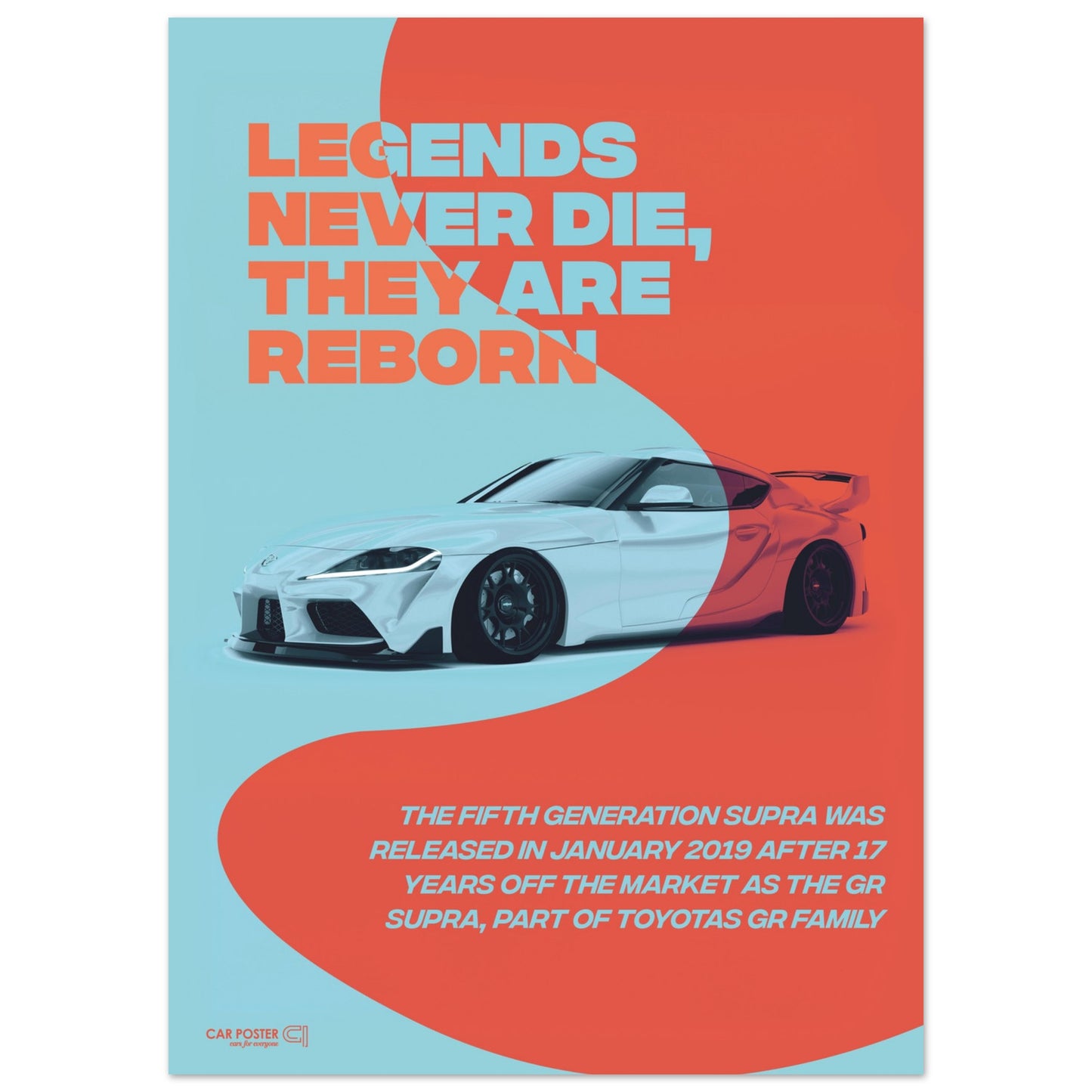 Car Poster - Toyota GR Supra Legend - Orange