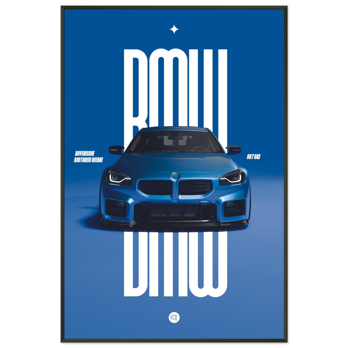 Framed Car Poster - BMW G87 M2 - Blue