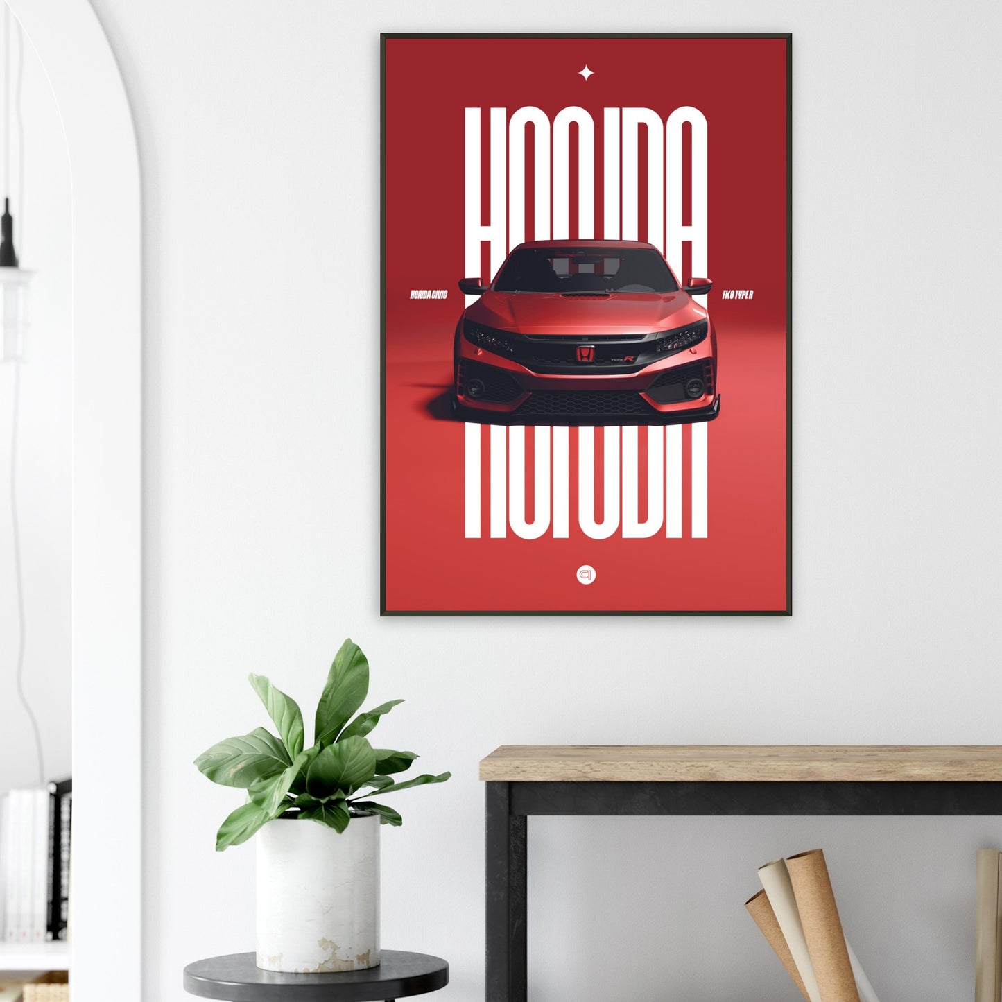 Framed Car Poster - Honda Civic FK8 Type R - Red