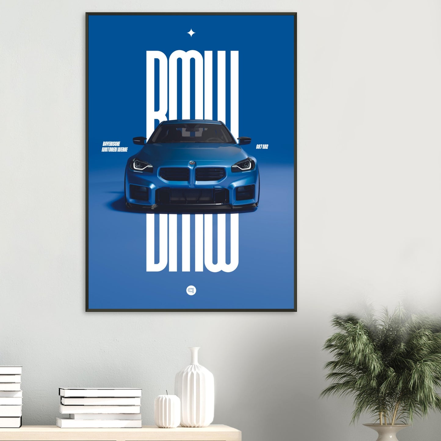 Framed Car Poster - BMW G87 M2 - Blue