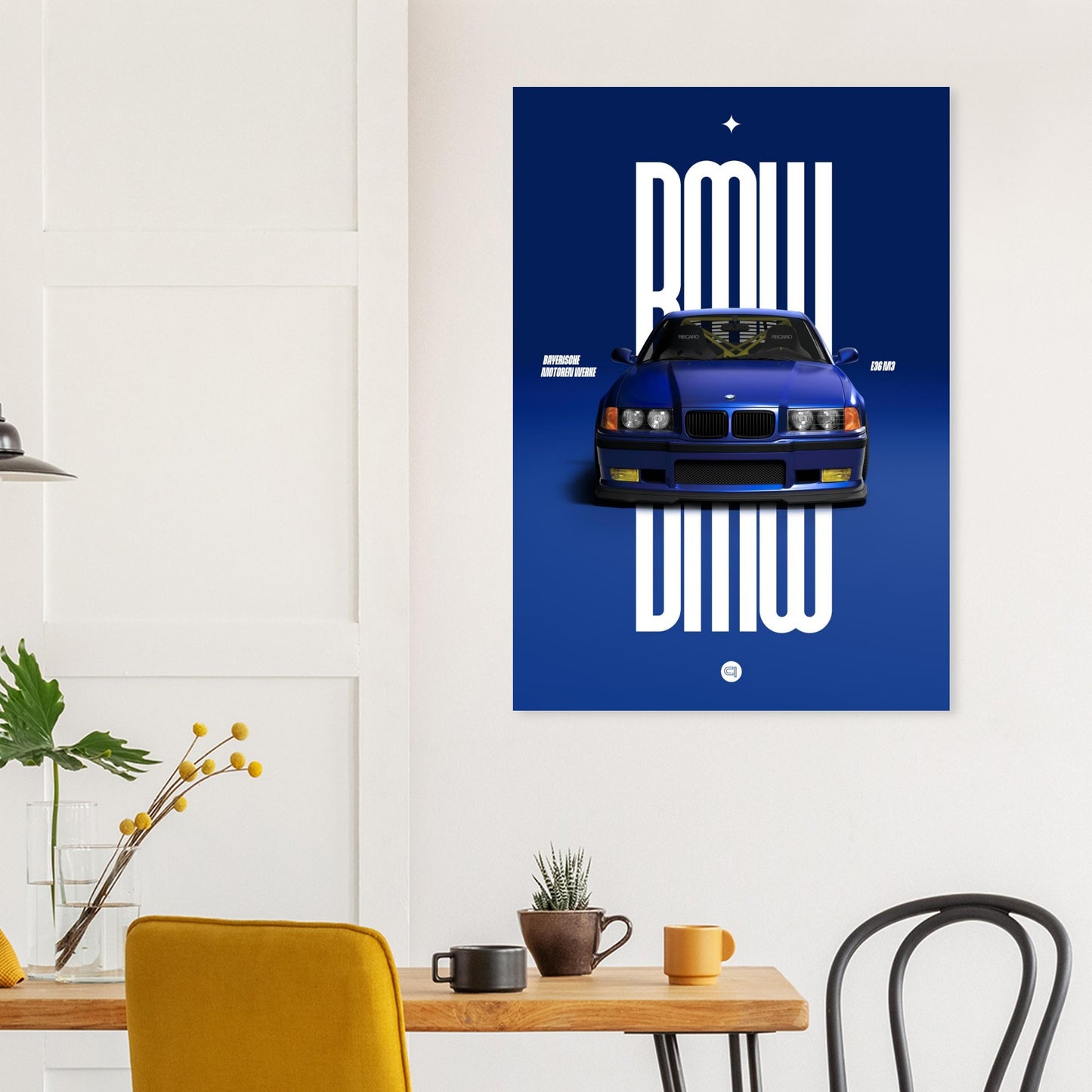 Car Poster - BMW E36 - Blue