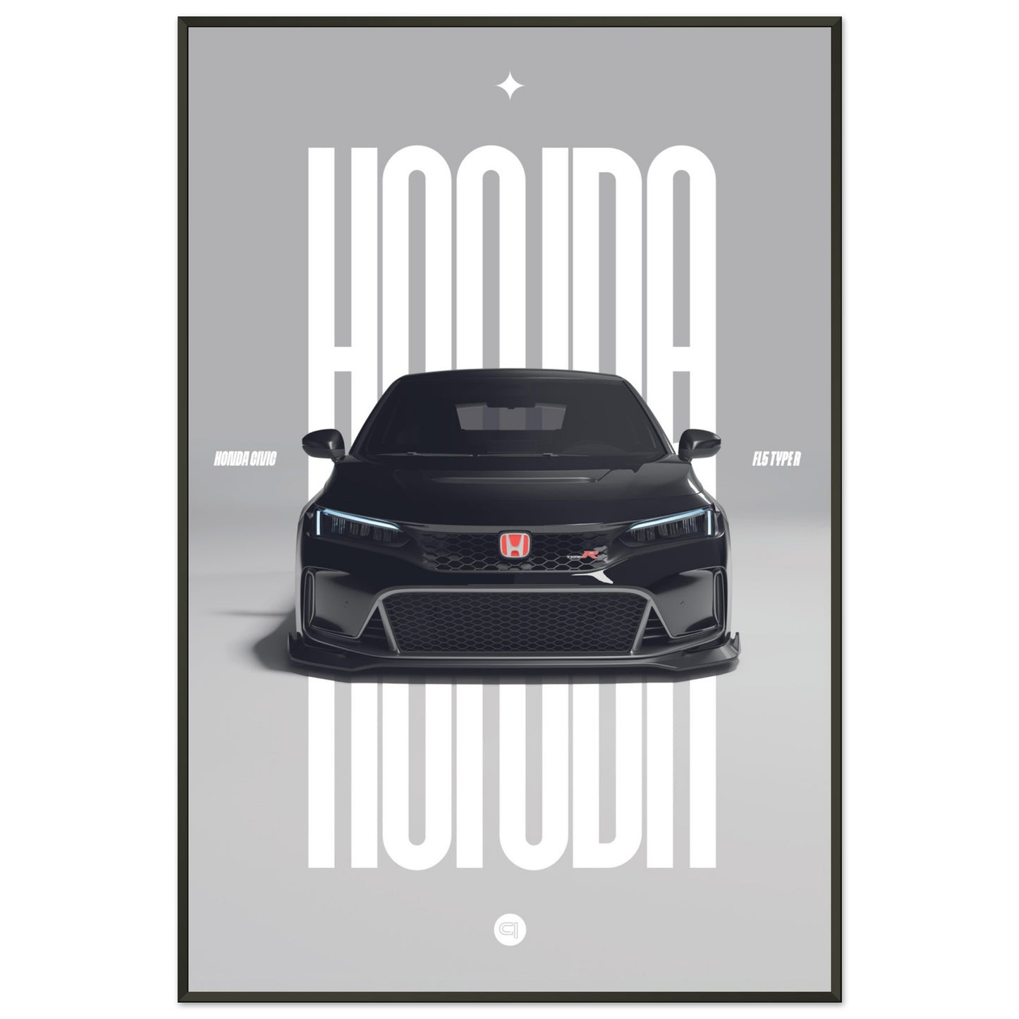 Framed Car Poster - Honda Civic FL5 Type R - White