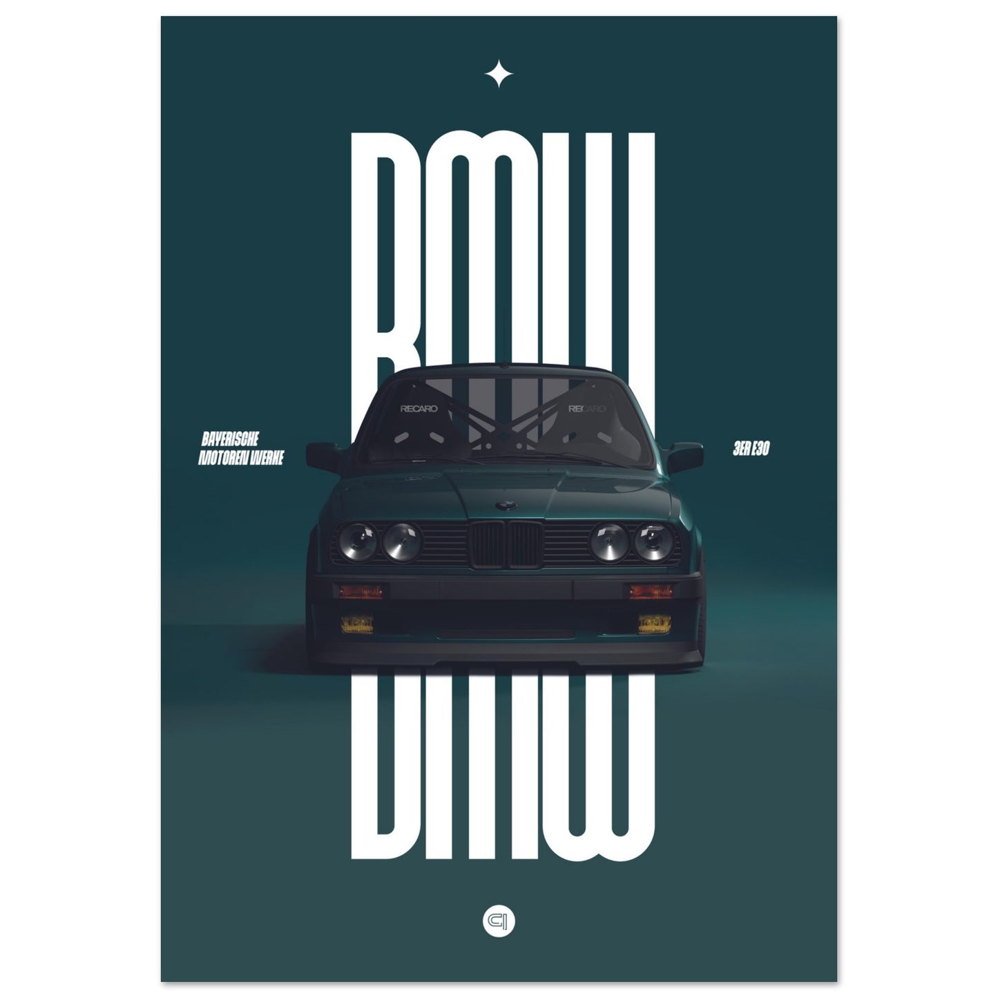 Car Poster - BMW E30 - Green