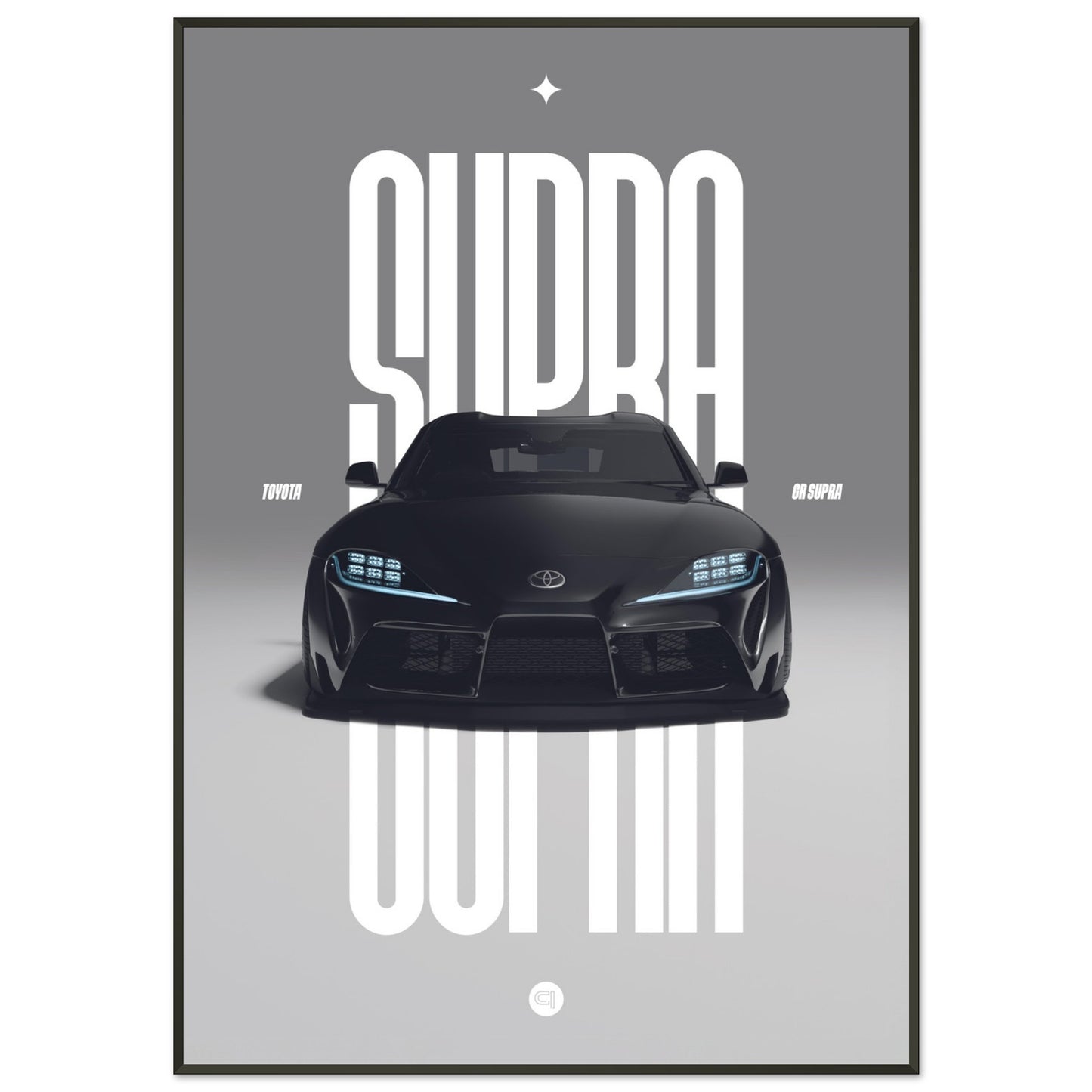 Framed Car Poster - Toyota GR Supra Bumper - Black
