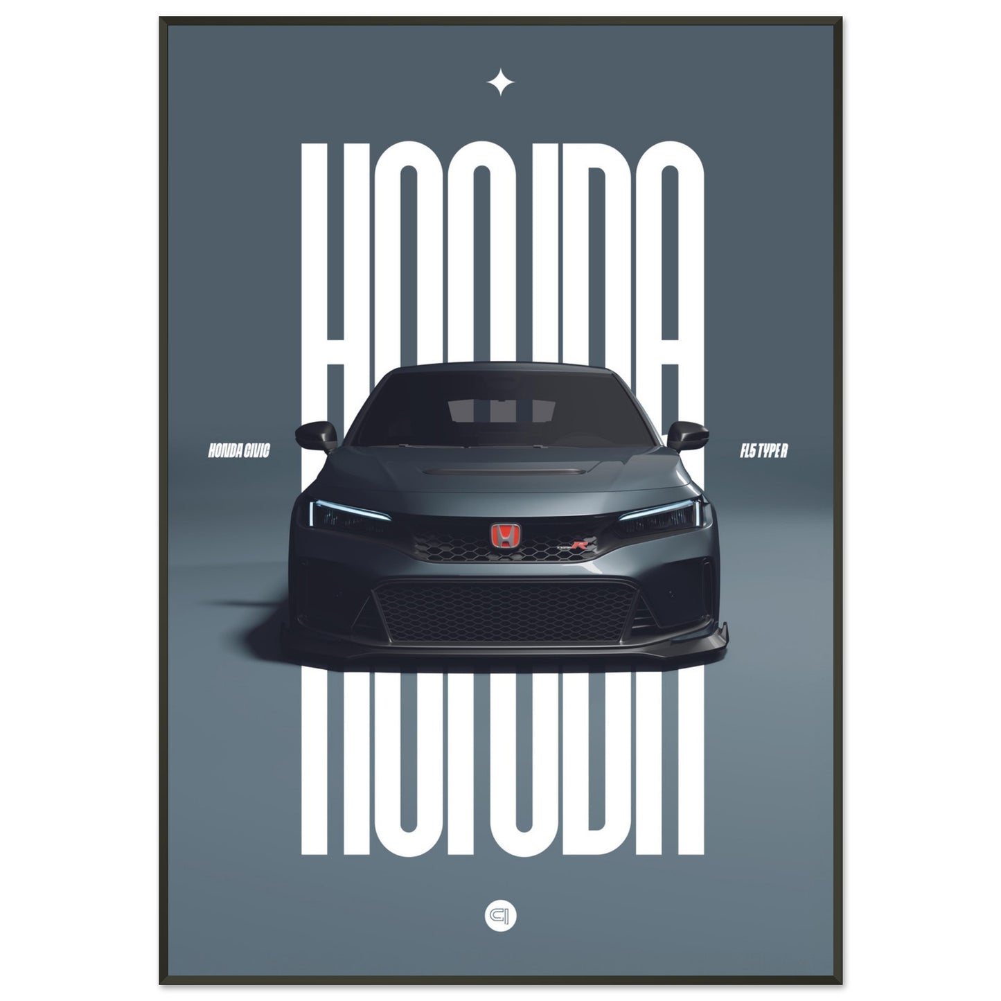 Framed Car Poster - Honda Civic FL5 Type R - Gley