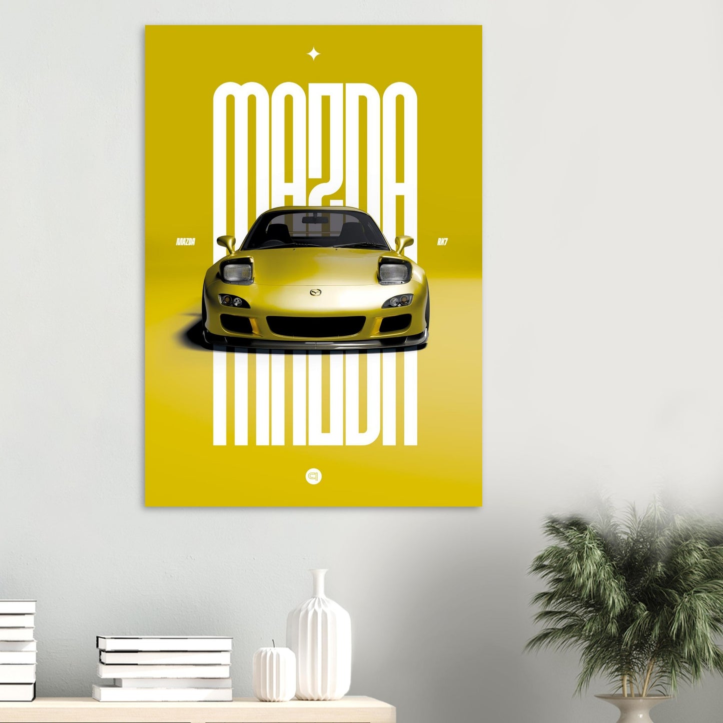 Car Poster - Mazda RX7 - Yellow Pop up