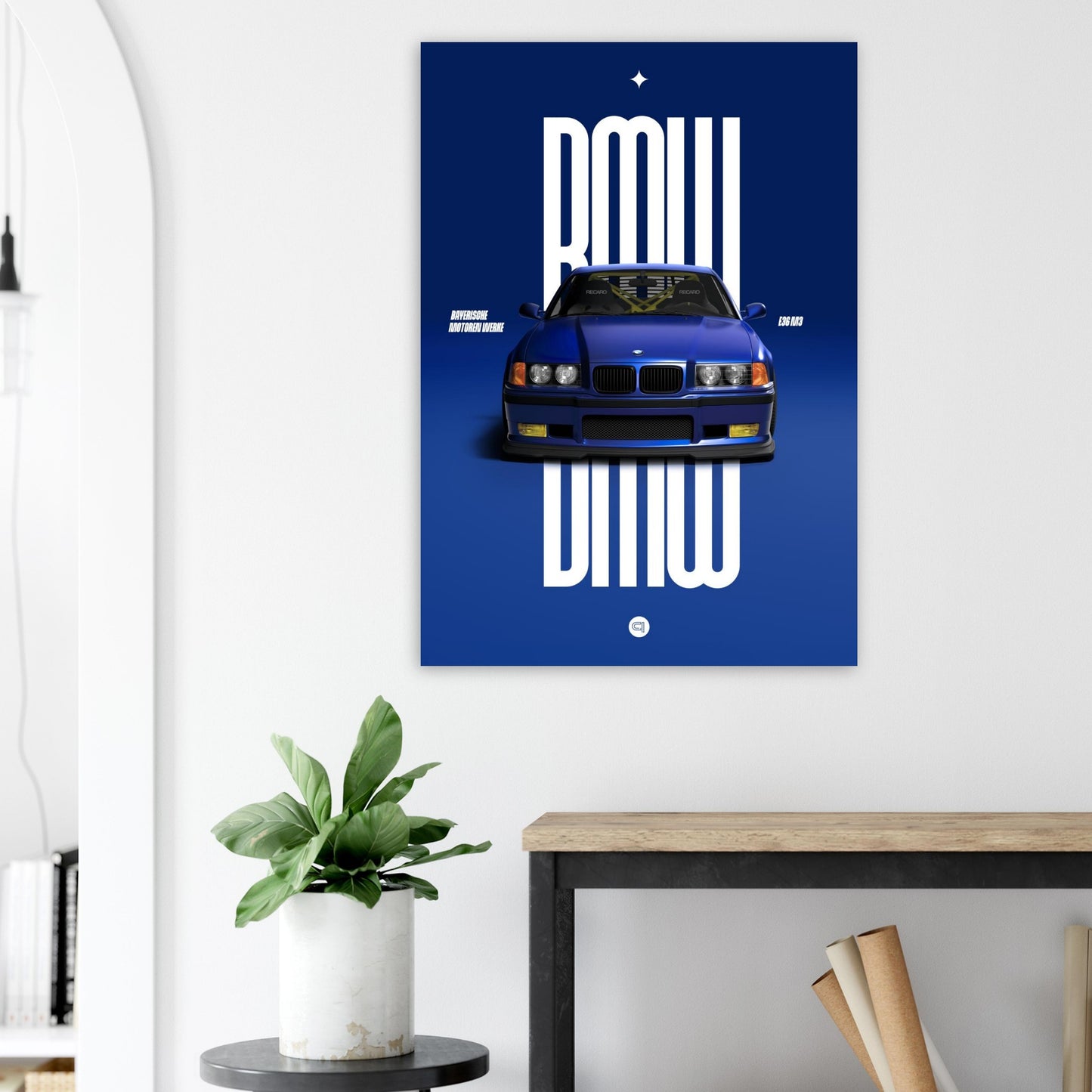 Car Poster - BMW E36 - Blue