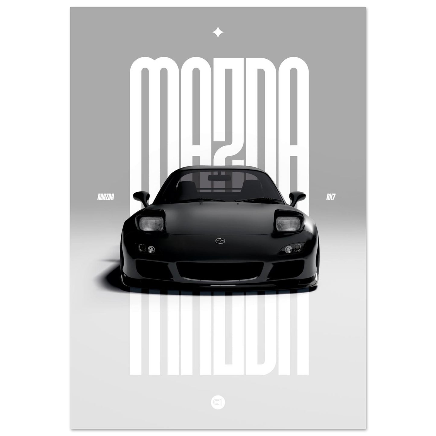 Car Poster - Mazda RX7 - Black Pop up