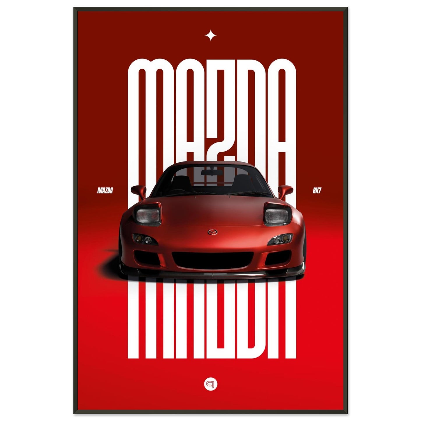 Framed Car Poster - Mazda RX7 - Red Pop up