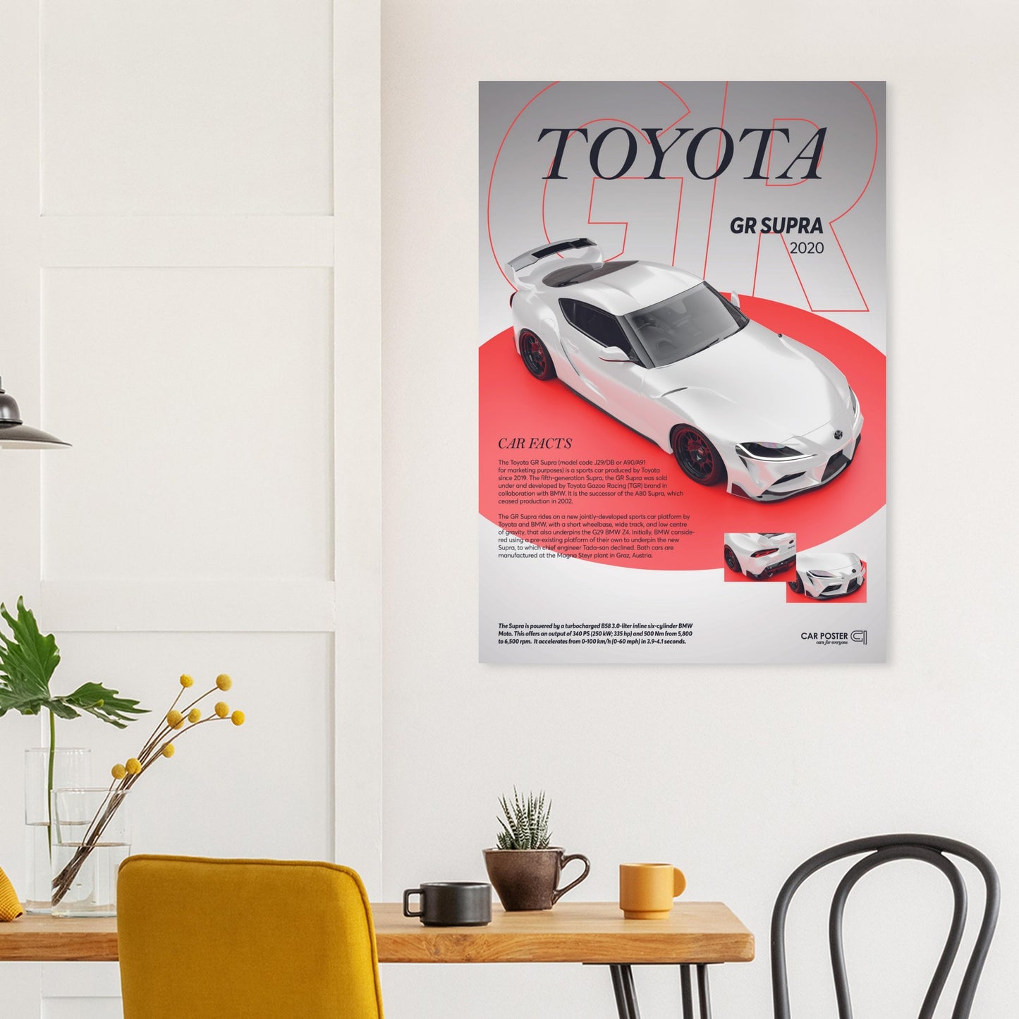Car Poster - Toyota GR Supra - White