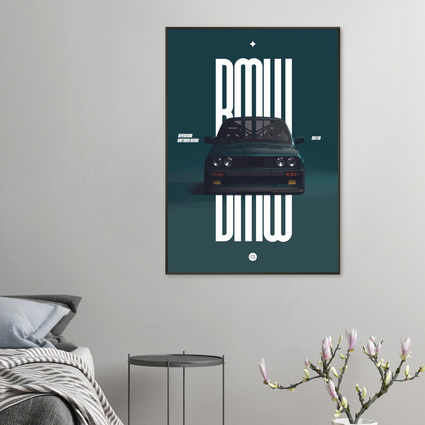 Framed Car Poster - BMW E30 - Green