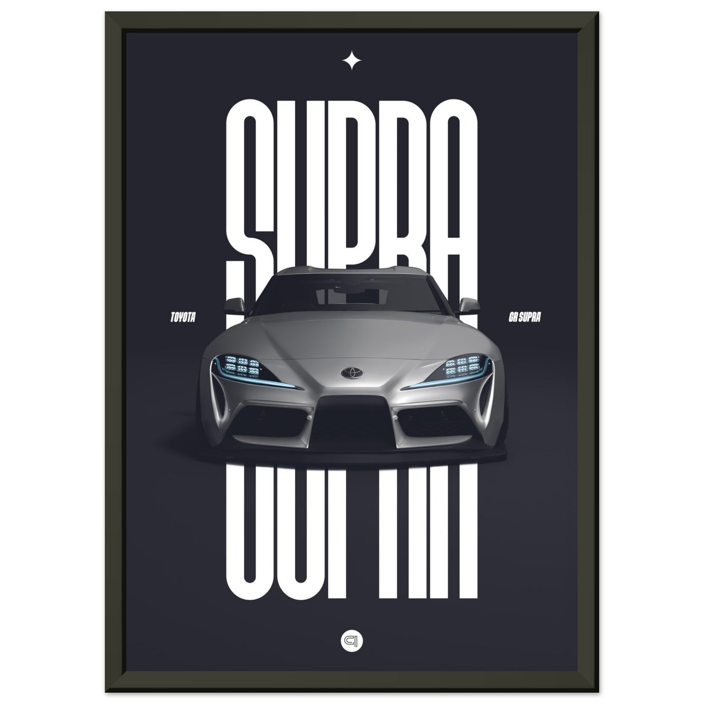 Framed Car Poster - Toyota GR Supra Bumper - White