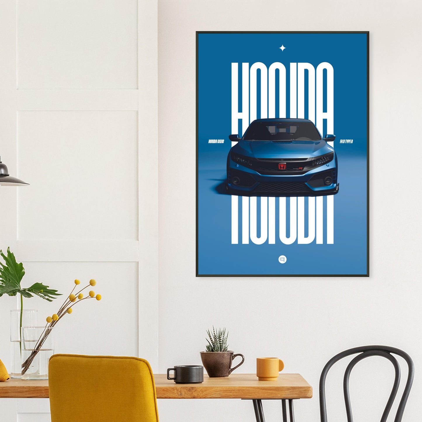 Framed Car Poster - Honda Civic FK8 Type R - Blue