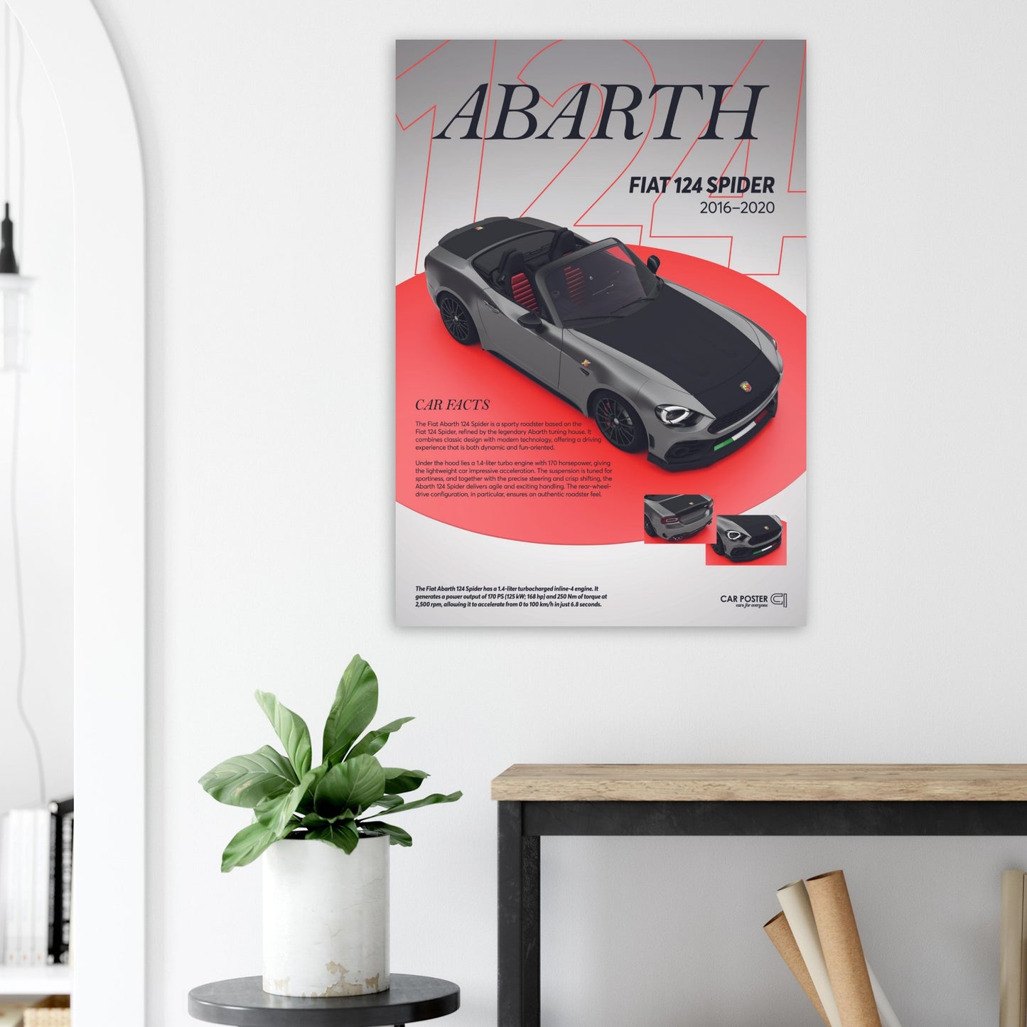 Car Poster - Fiat Abarth 124 Spider - grey