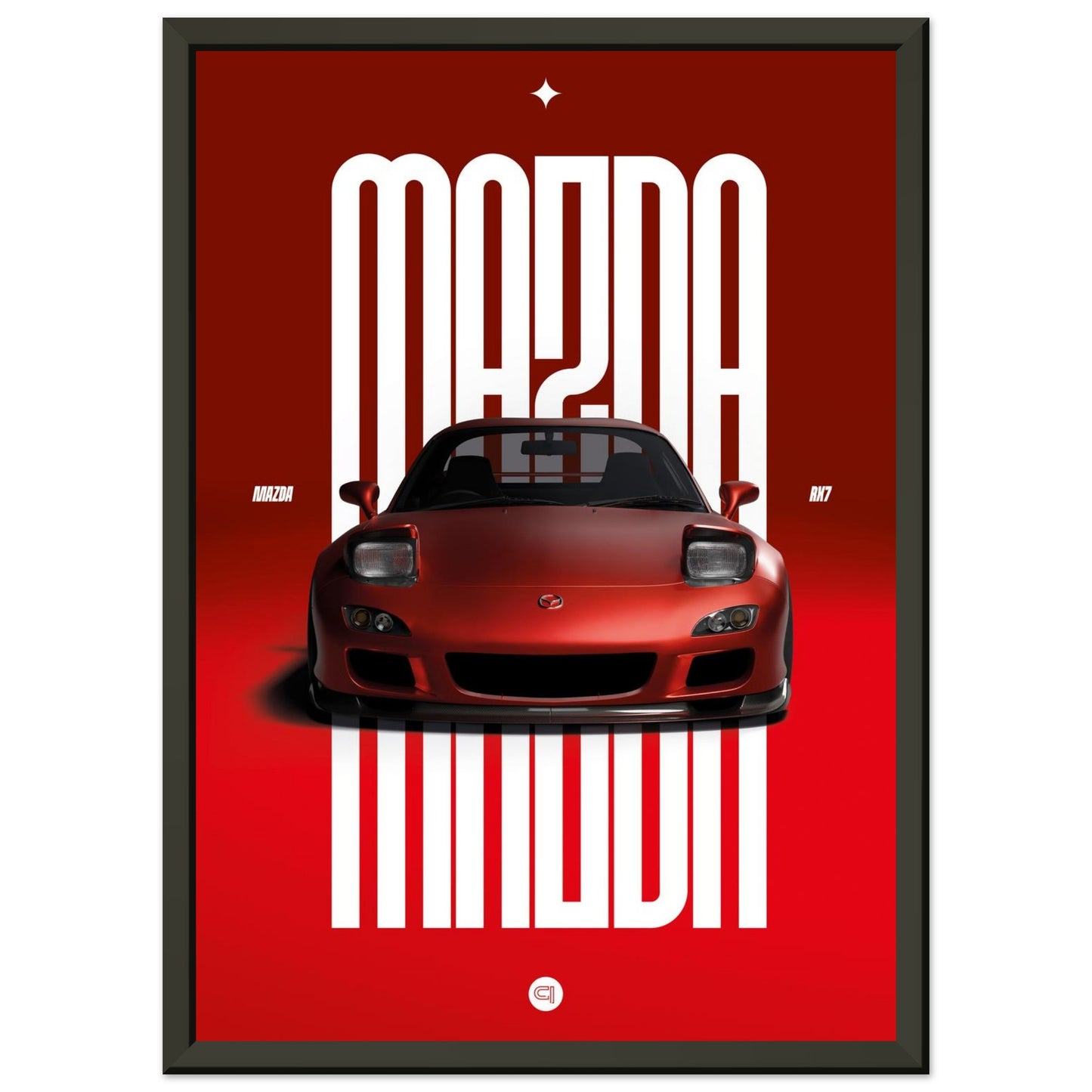 Framed Car Poster - Mazda RX7 - Red Pop up