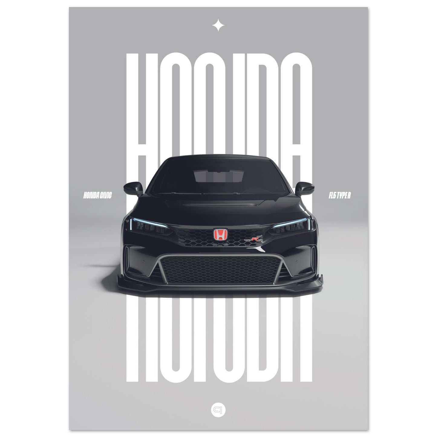 Car Poster - Honda Civic FL5 Type R - White