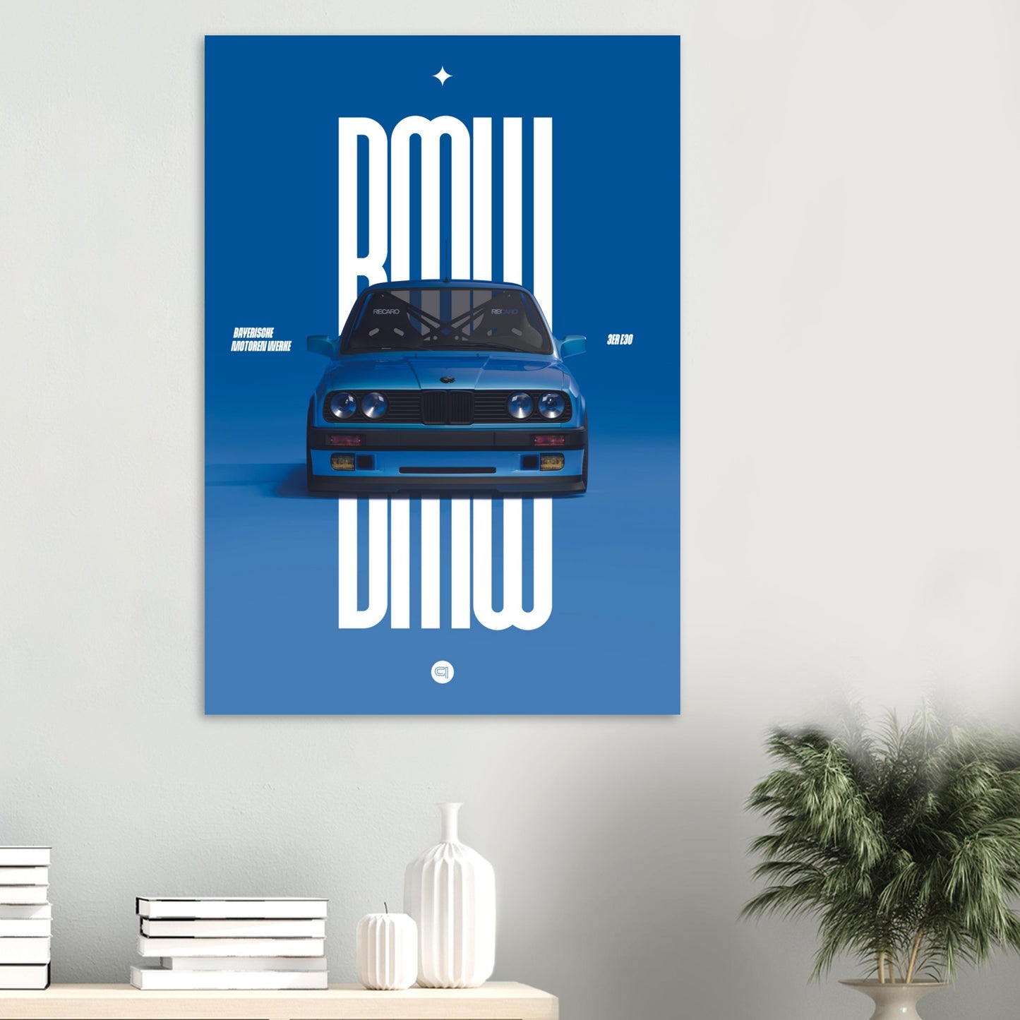 Car Poster - BMW E30 - Blue