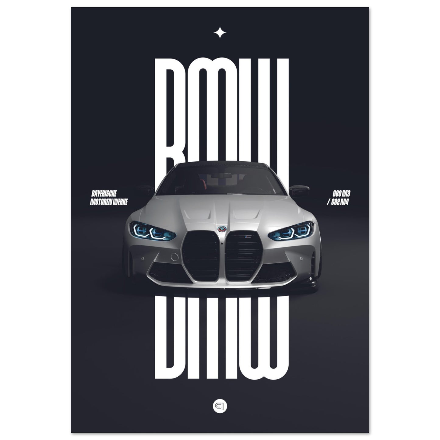 Car Poster - BMW G80 M3 / G82 M4 Bumper - White