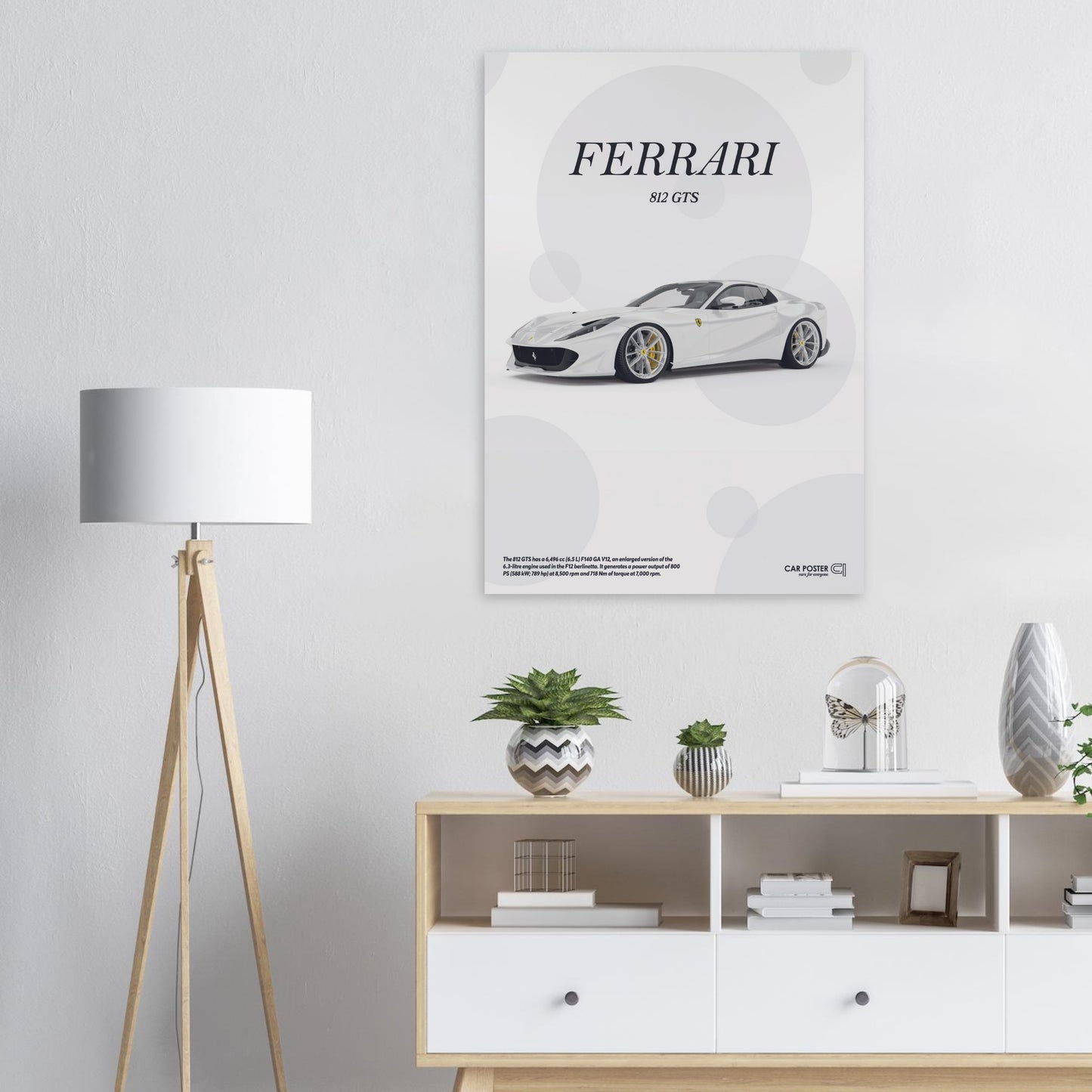 Car Poster - Ferrari 812 GTS Bubblegum - White