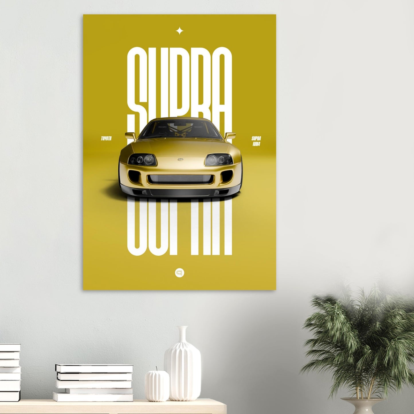 Car Poster - Toyota Supra MK4 - Yellow