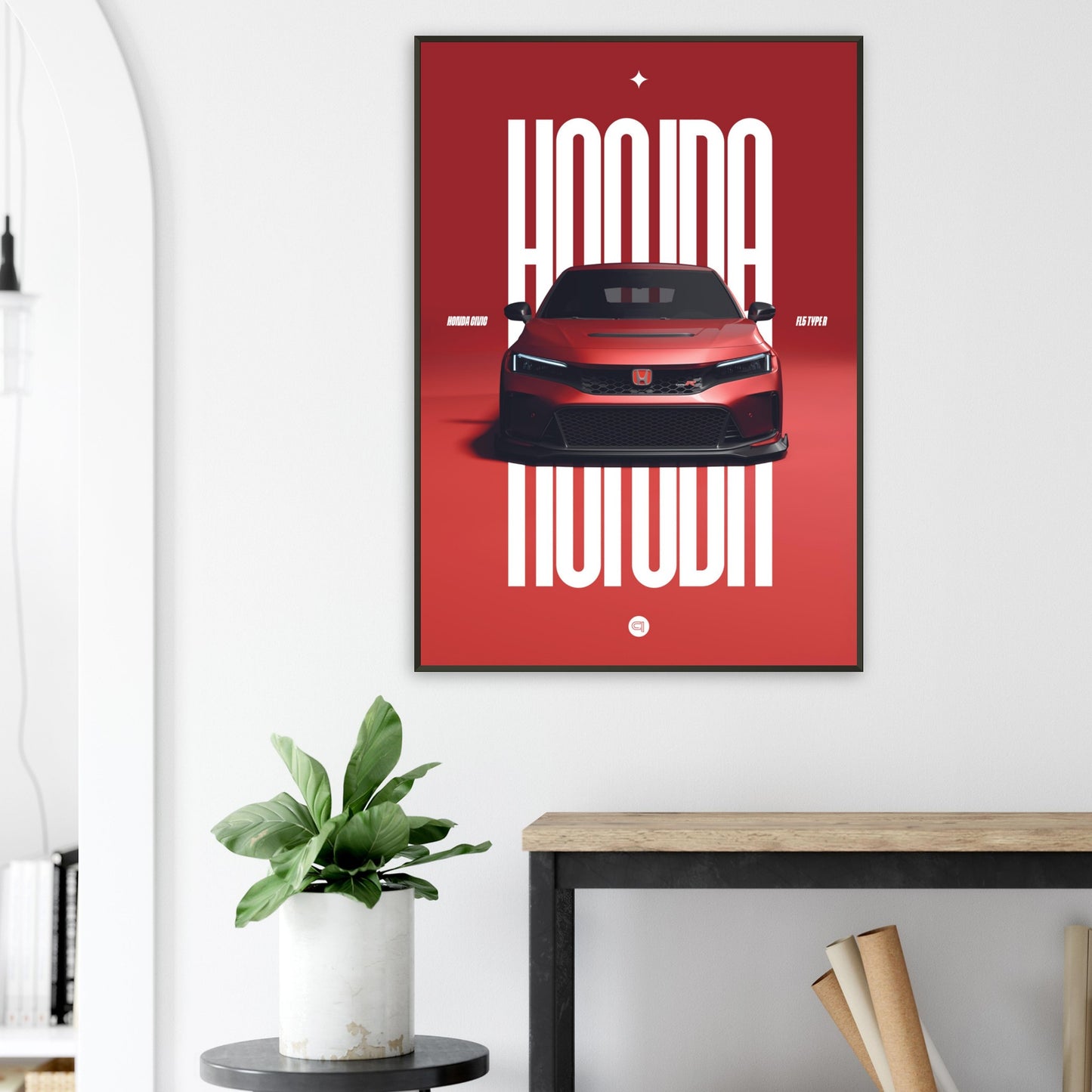 Framed Car Poster - Honda Civic FL5 Type R - Red