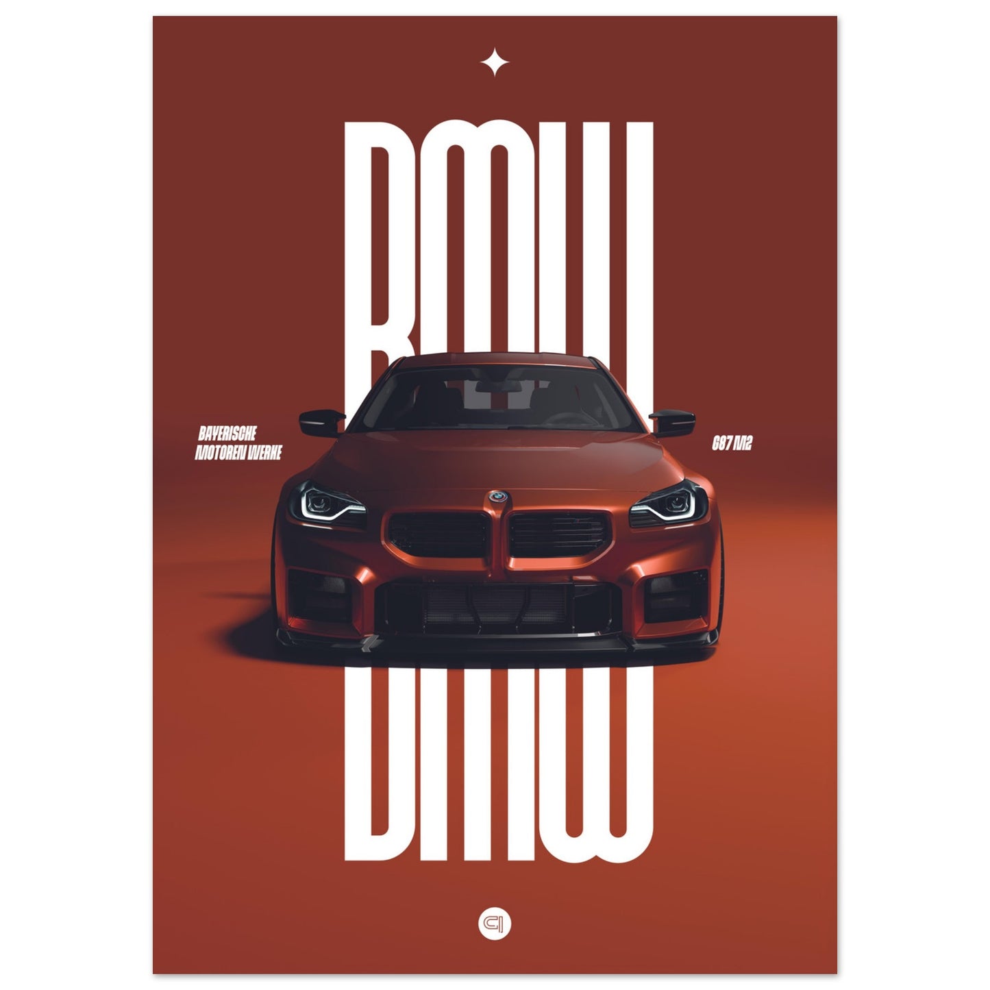 Car Poster - BMW G87 M2 - Orange