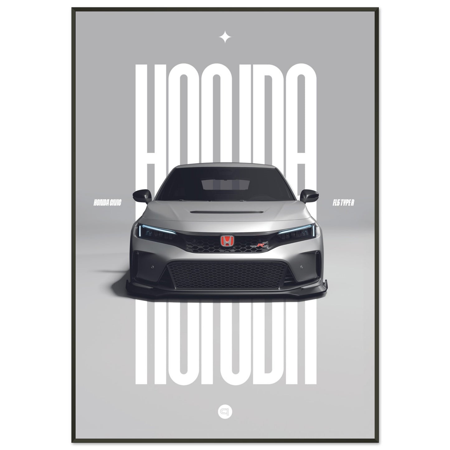 Framed Car Poster - Honda Civic FL5 Type R - White