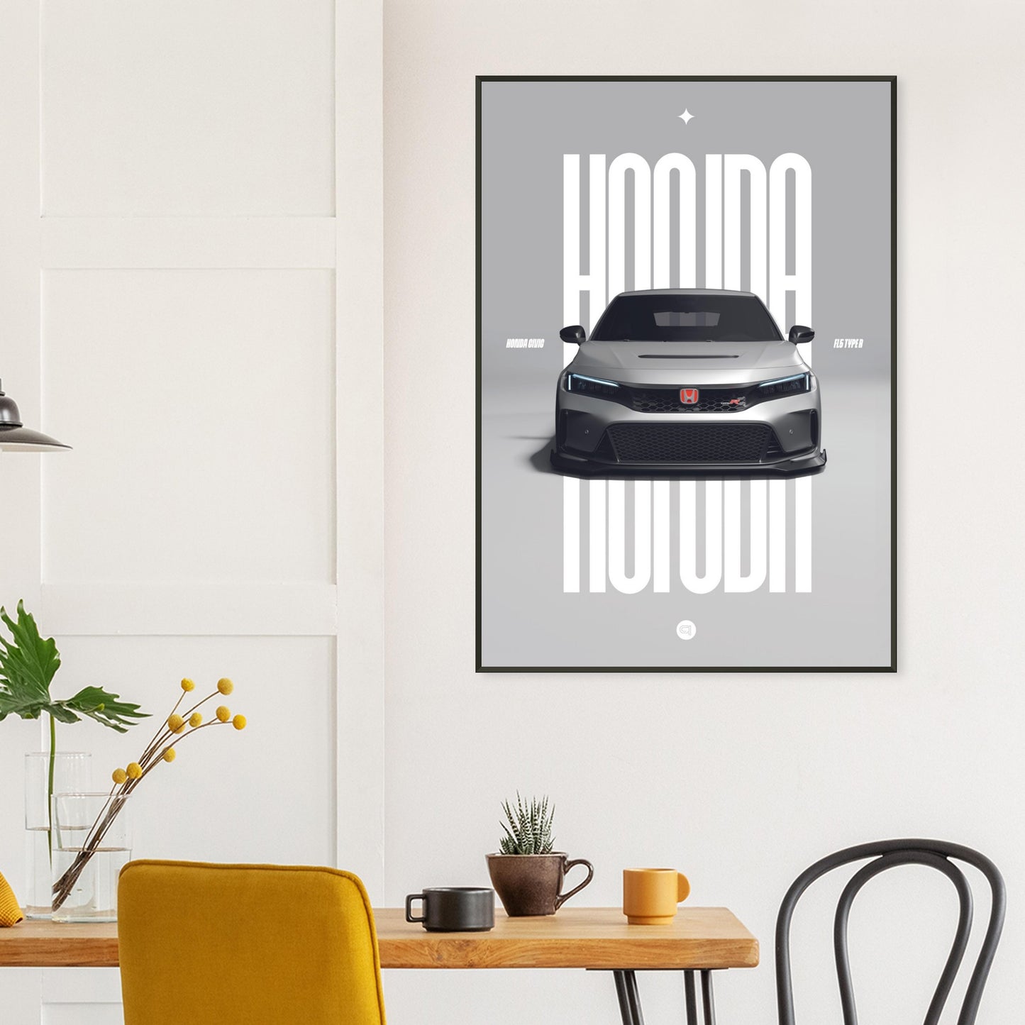 Framed Car Poster - Honda Civic FL5 Type R - White