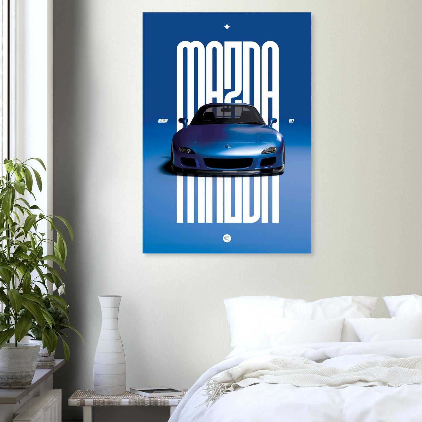 Car Poster - Mazda RX7 - Blue