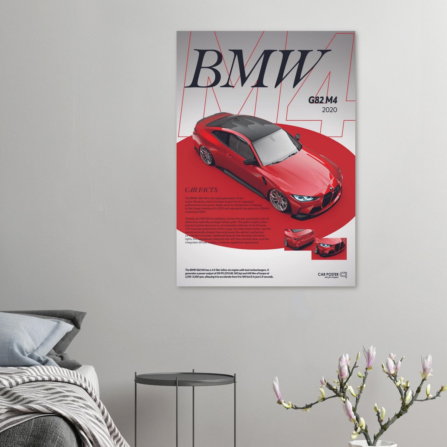 Car Poster - BMW G82 M4 - Red