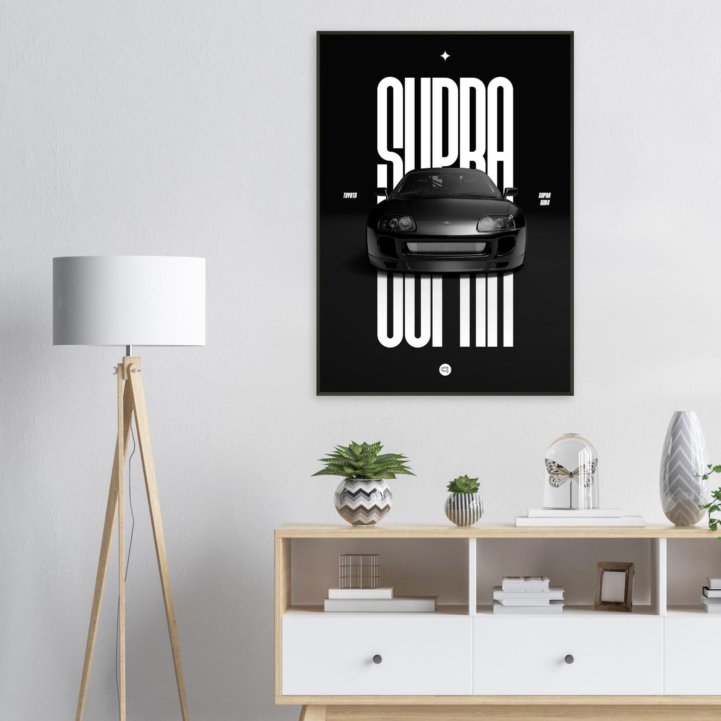 Framed Car Poster - Toyota Supra MK4 - Black
