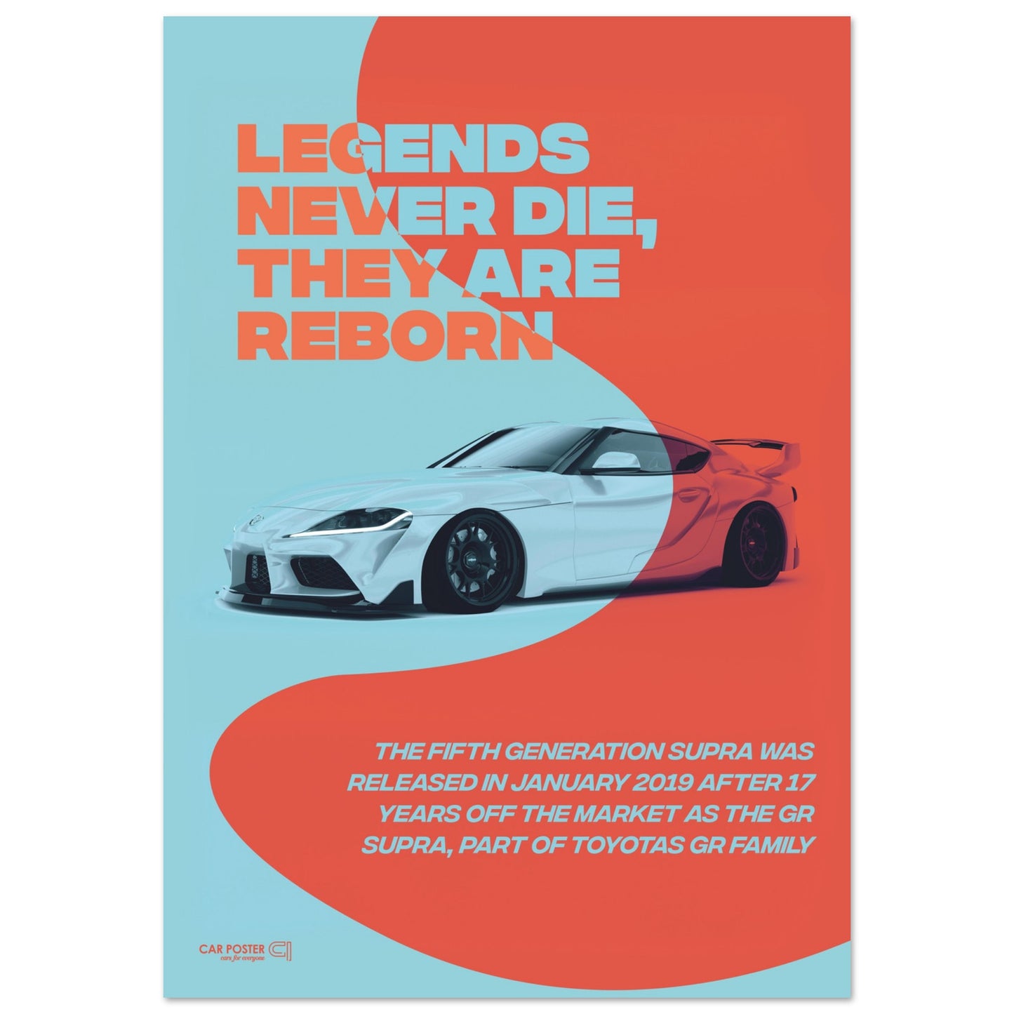 Car Poster - Toyota GR Supra Legend - Orange