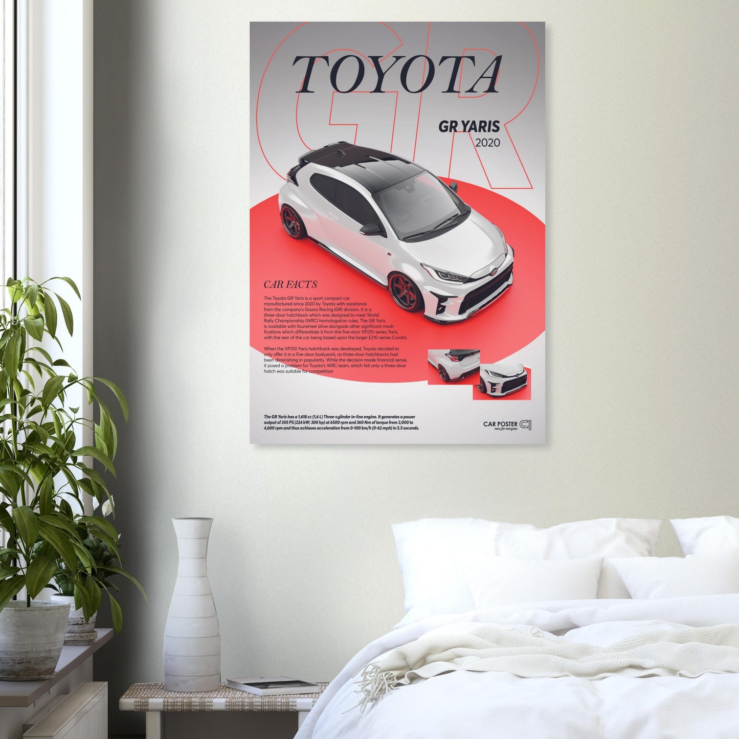 Car Poster - Toyota GR Yaris - White