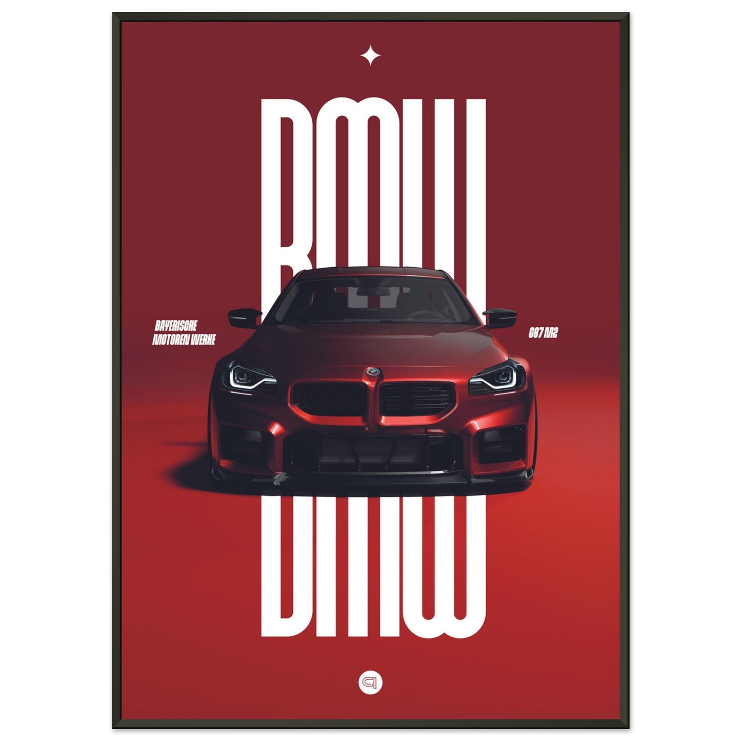 Framed Car Poster - BMW G87 M2 - Red