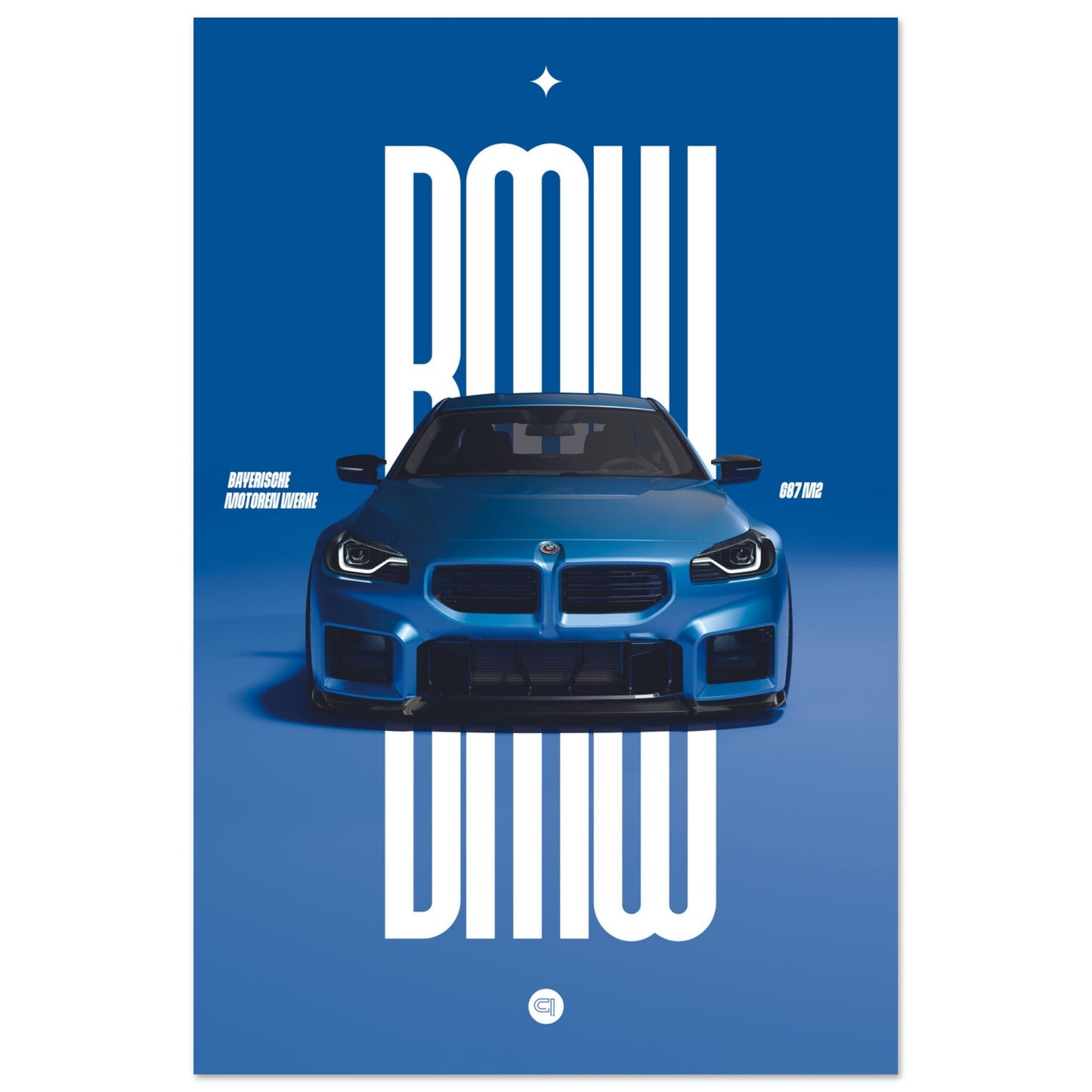 Car Poster - BMW G87 M2 - Blue