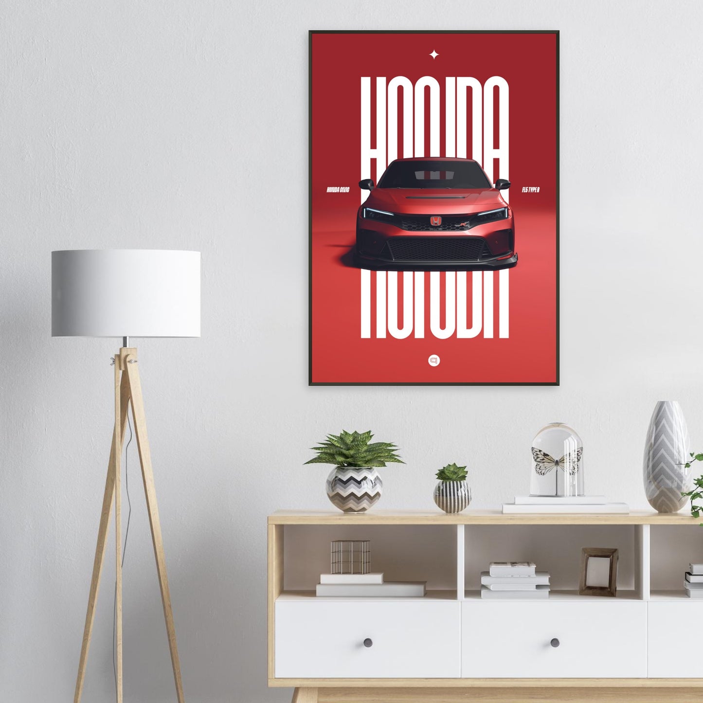 Framed Car Poster - Honda Civic FL5 Type R - Red