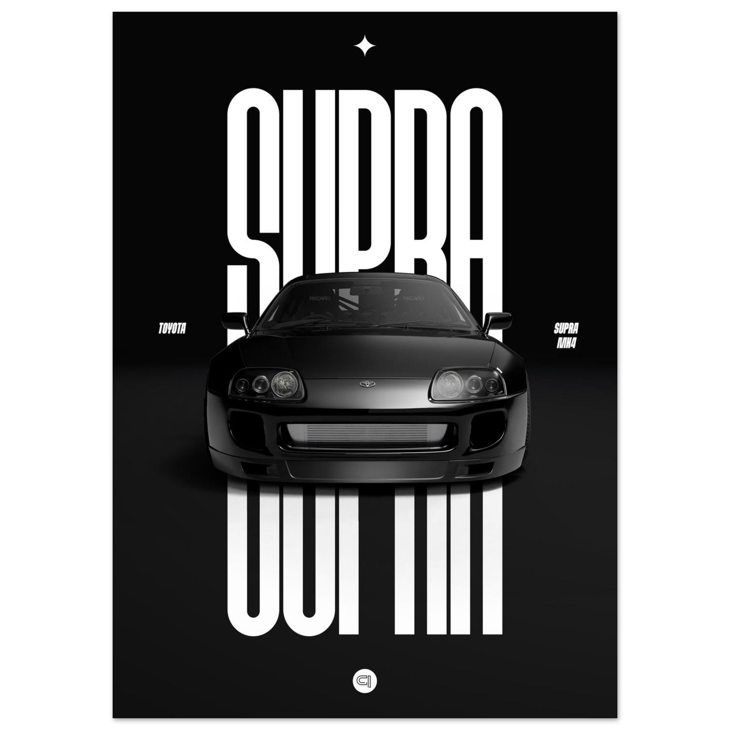 Car Poster - Toyota Supra MK4 - Black