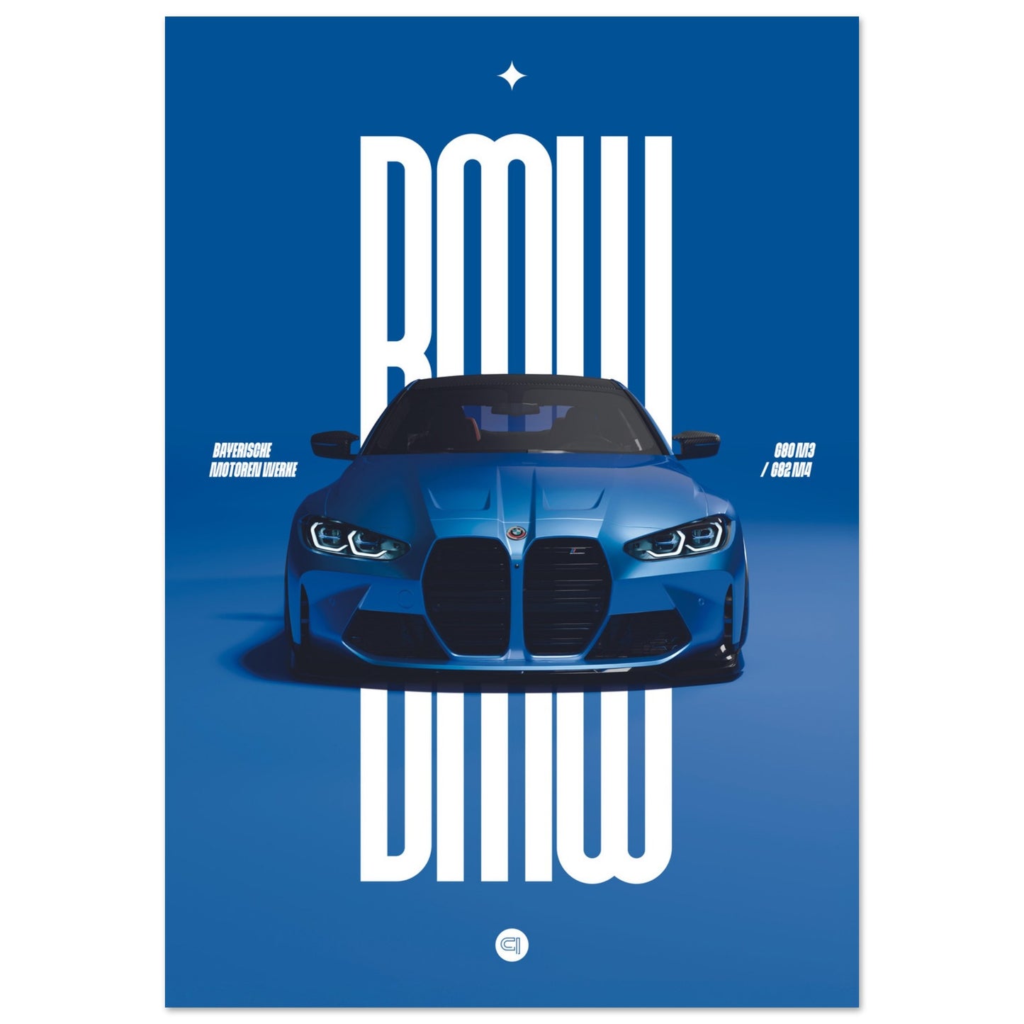 Car Poster - BMW G80 M3 / G82 M4 Bumper - Blue