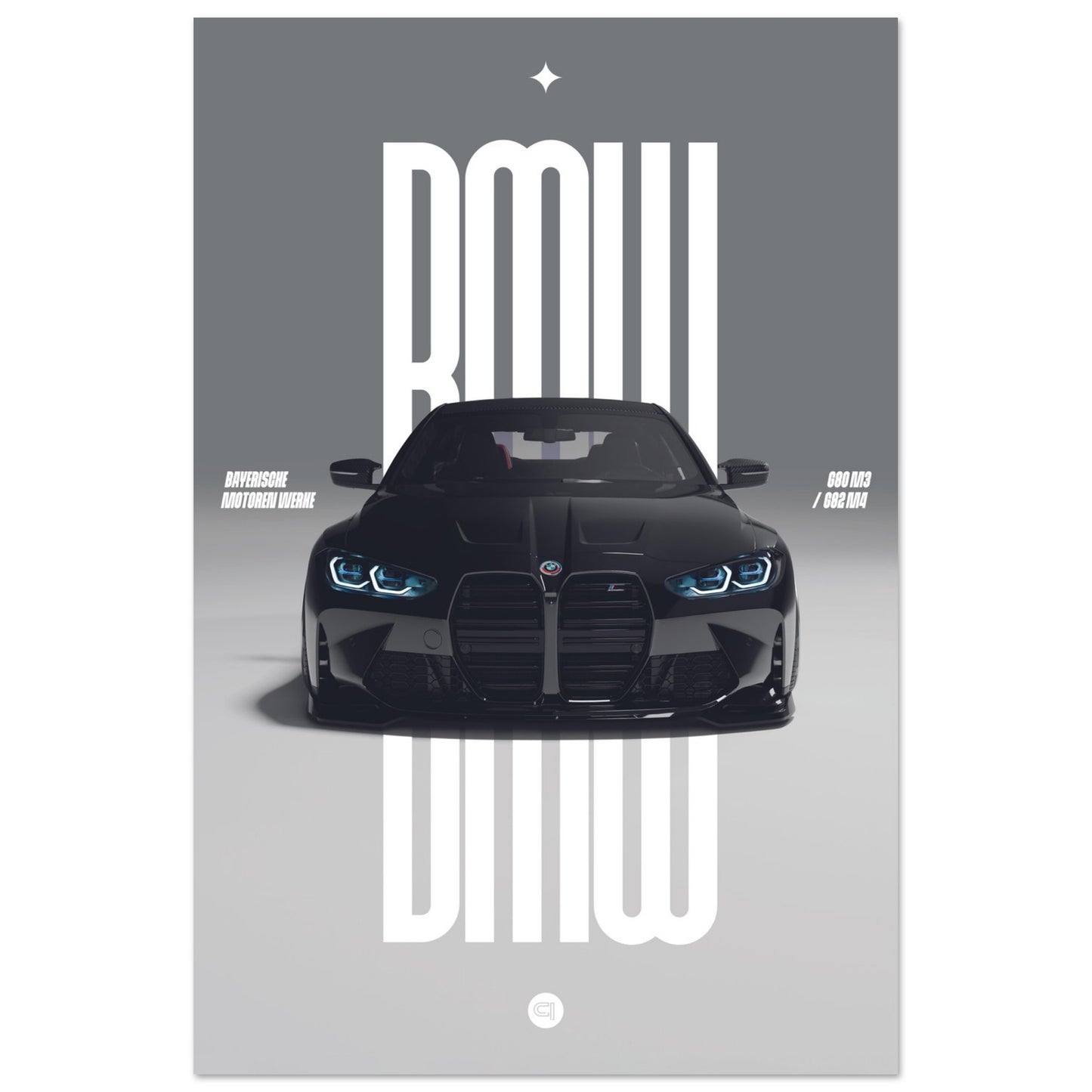 Car Poster - BMW G80 M3 / G82 M4 Bumper - Black
