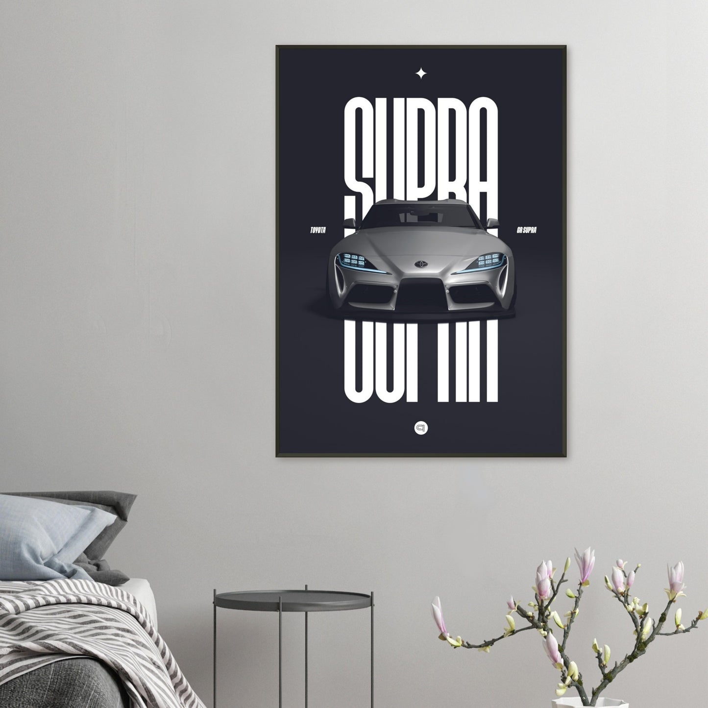 Framed Car Poster - Toyota GR Supra Bumper - White