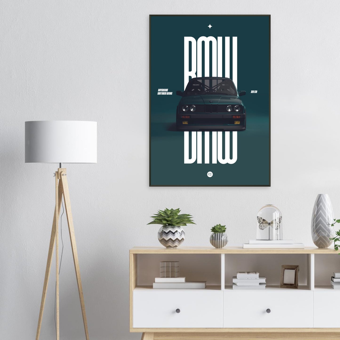 Framed Car Poster - BMW E30 - Green