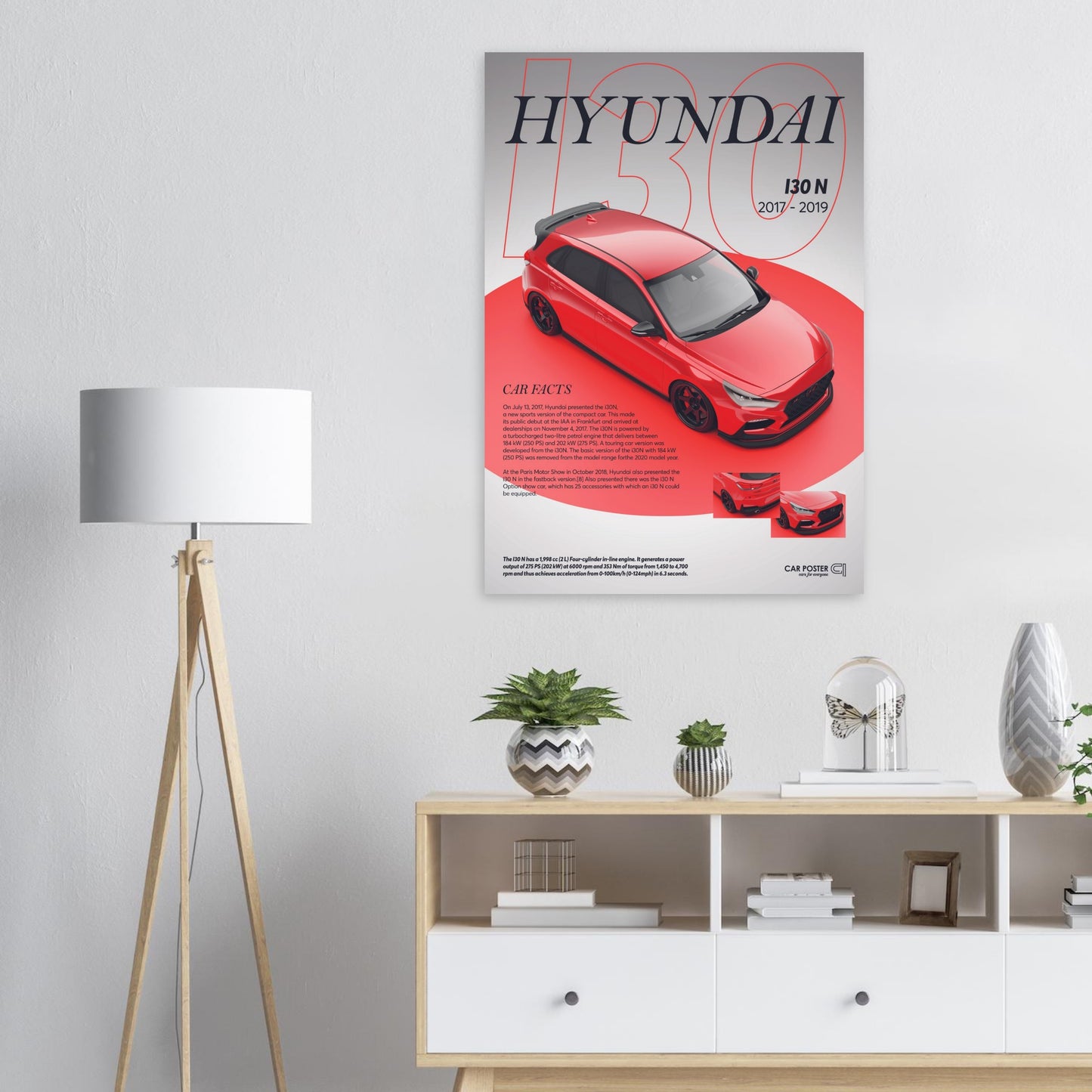 Car Poster - Hyundai I30N - Red