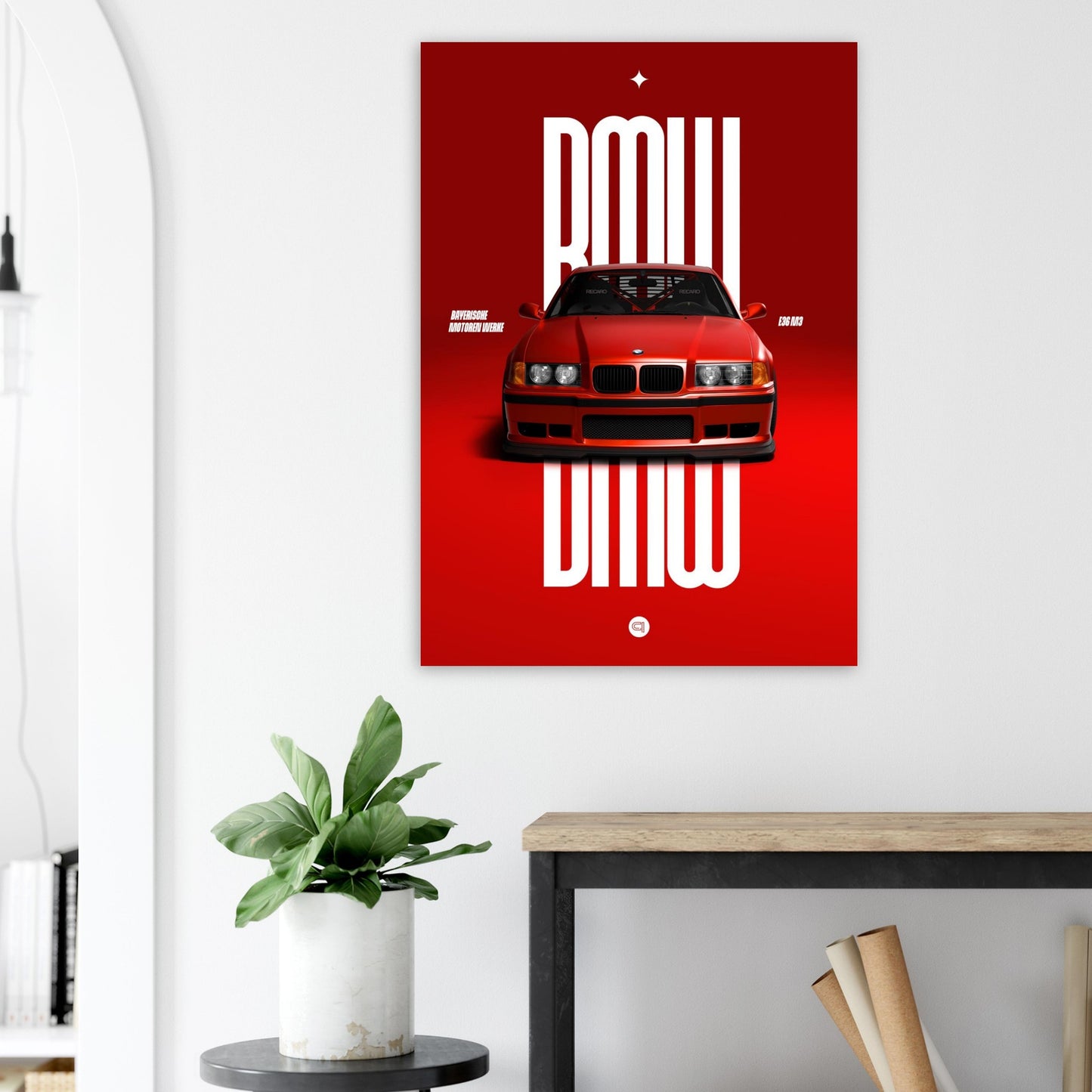 Car Poster - BMW E36 - Red
