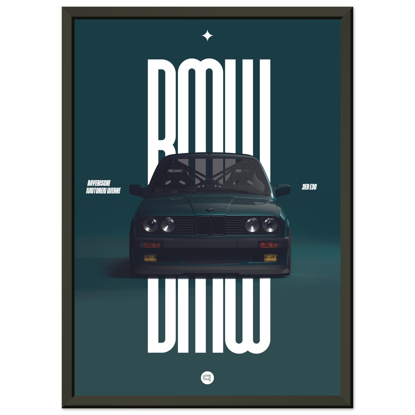 Framed Car Poster - BMW E30 - Green