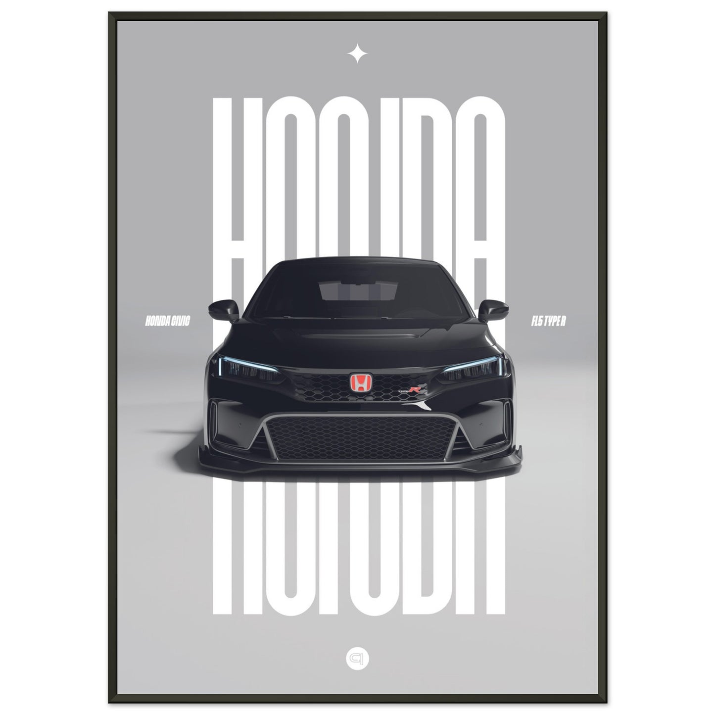 Framed Car Poster - Honda Civic FL5 Type R - White