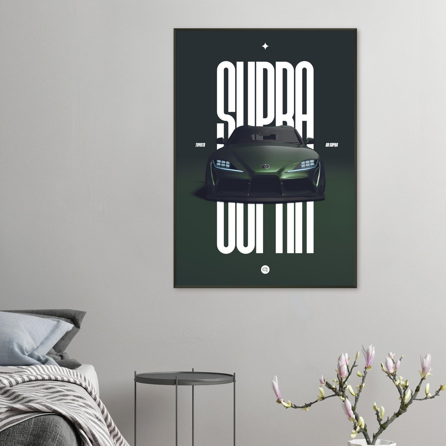 Framed Car Poster - Toyota GR Supra Bumper - Green