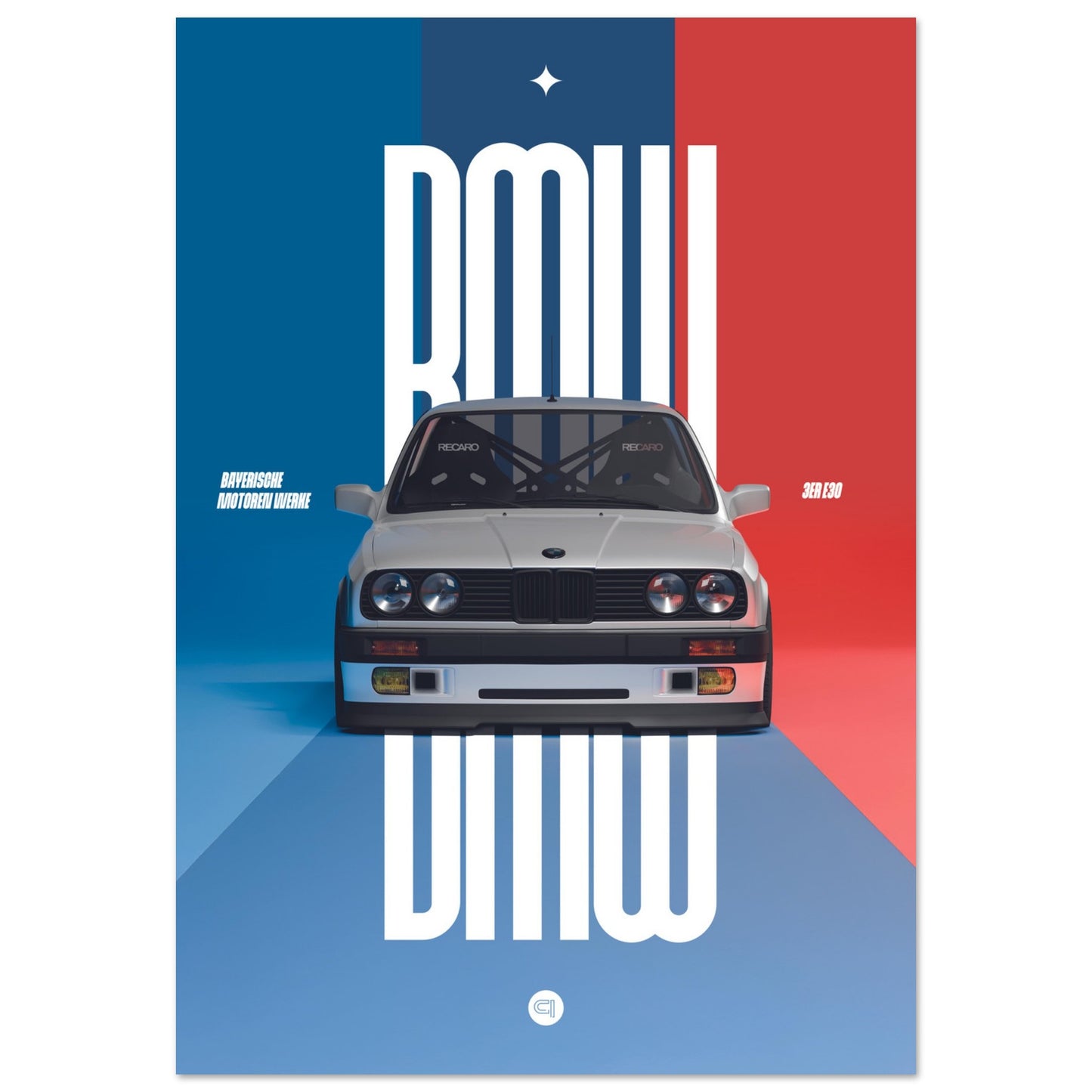 Car Poster - BMW E30 - M Color