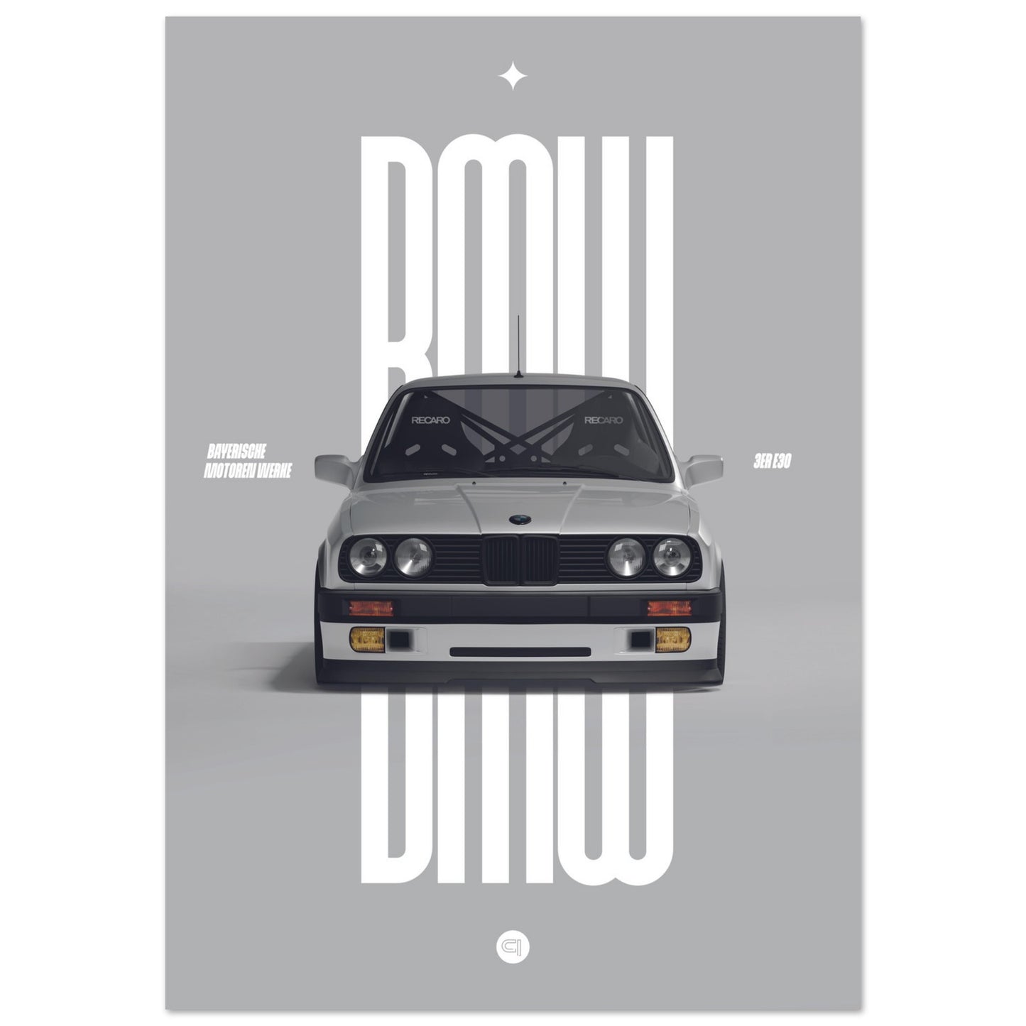 Car Poster - BMW E30 - White