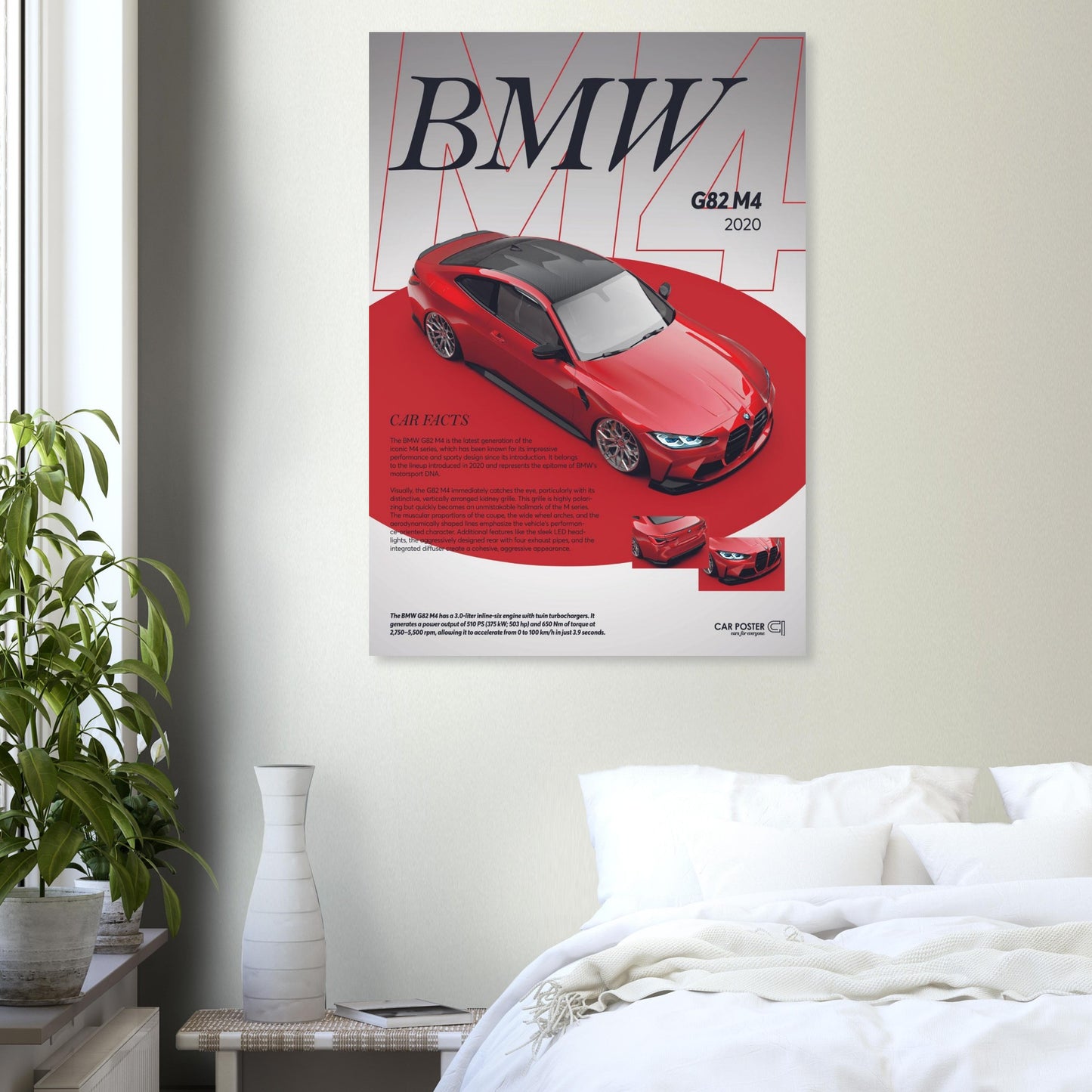 Car Poster - BMW G82 M4 - Red