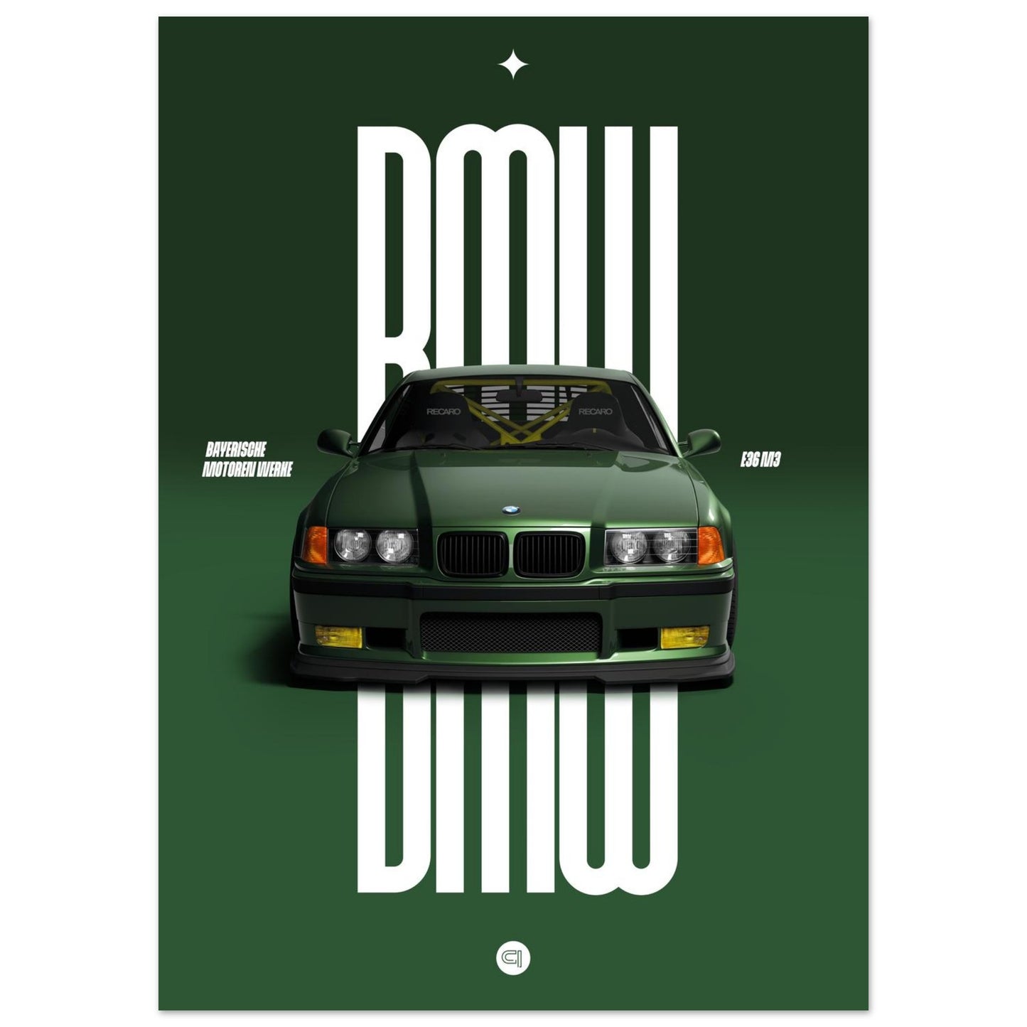 Car Poster - BMW E36 - Green